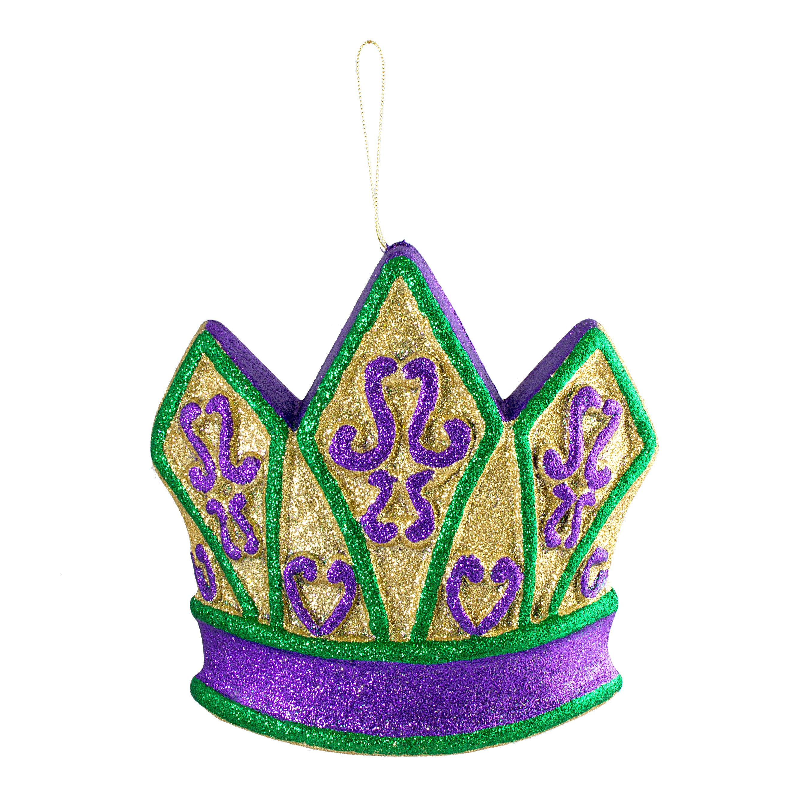 9.25" Metallic Glitter Mardi Gras Crown Foam Ornament Item Number: XY7963