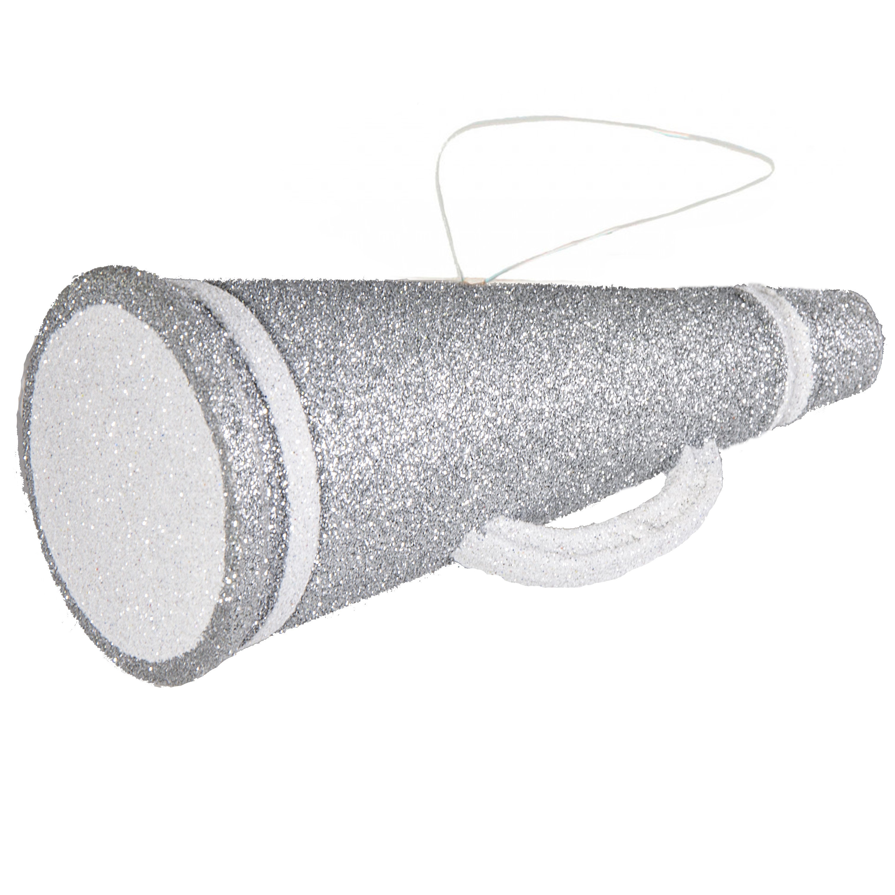 6" Metallic Glitter Megaphone Ornament: Silver & White Item Number: MS1226AX
