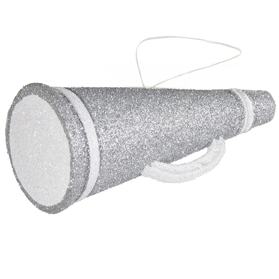 6" Metallic Glitter Megaphone Ornament: Silver & White Item Number: MS1226AX