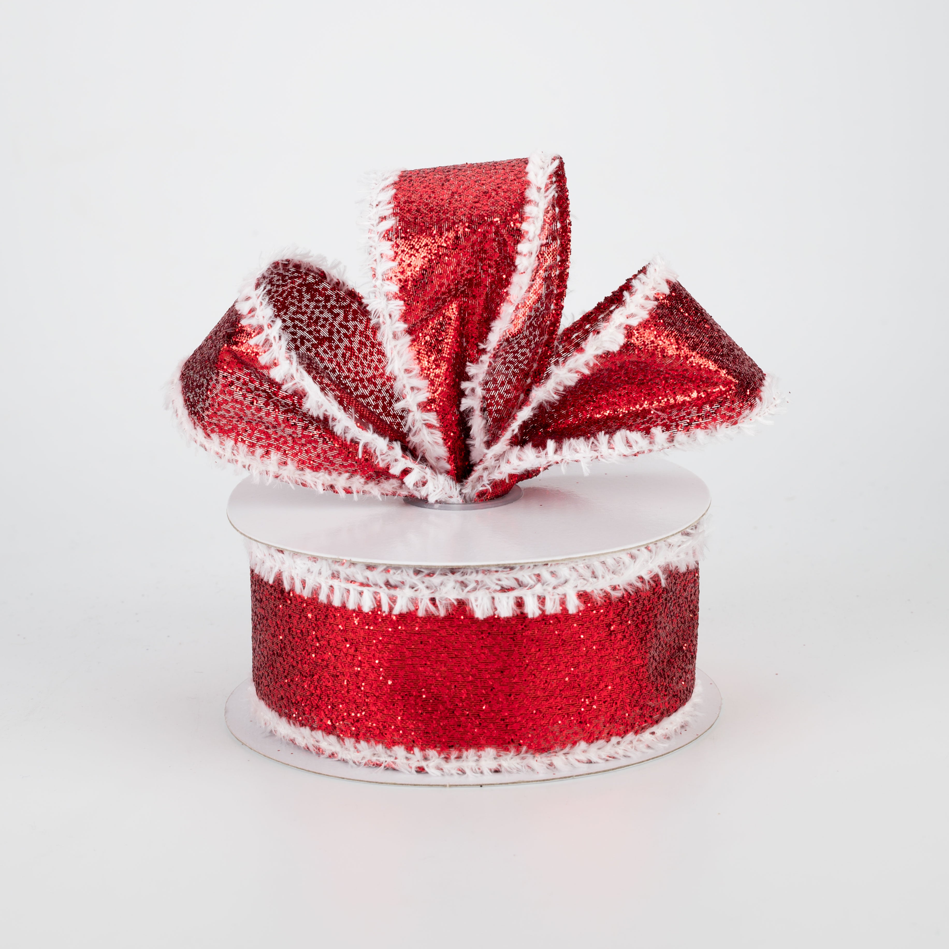 1.5" Metallic Glitter Snow Edge Ribbon: Red (10 Yards) Lifestyle Photo