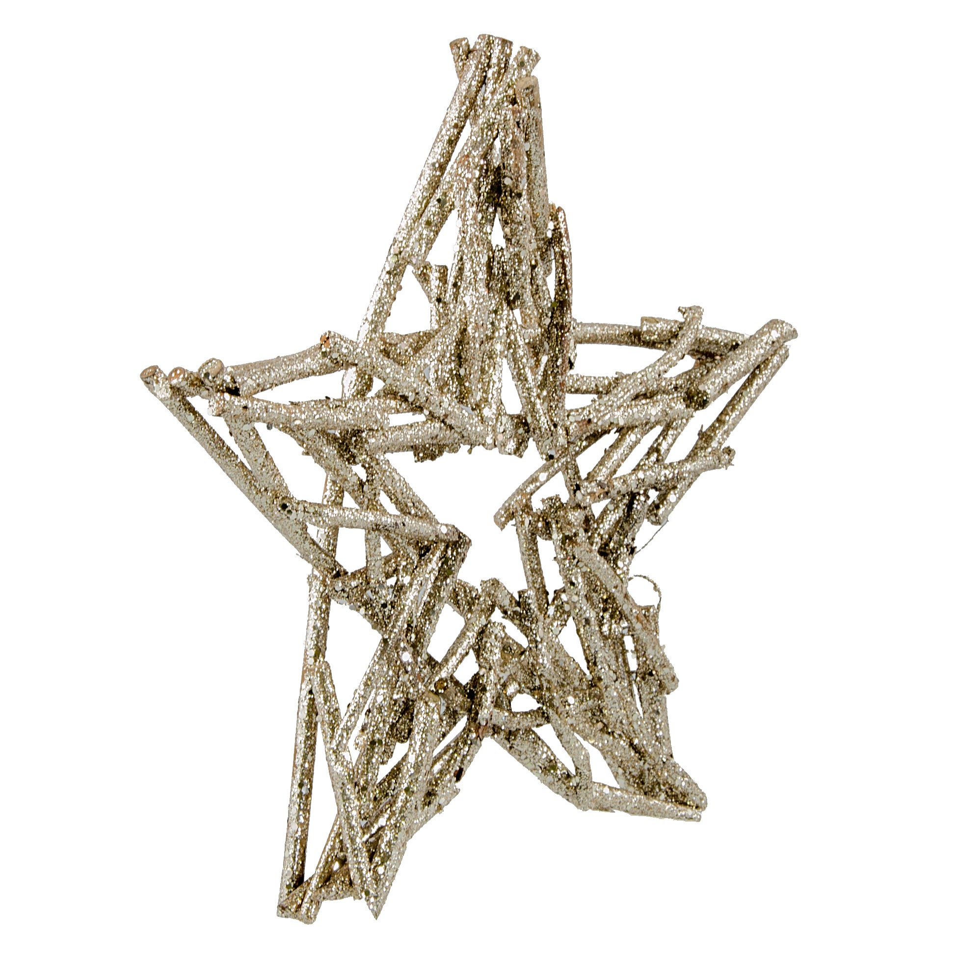 12" Metallic Glitter Twig Star Ornament: Champagne detail photo 3