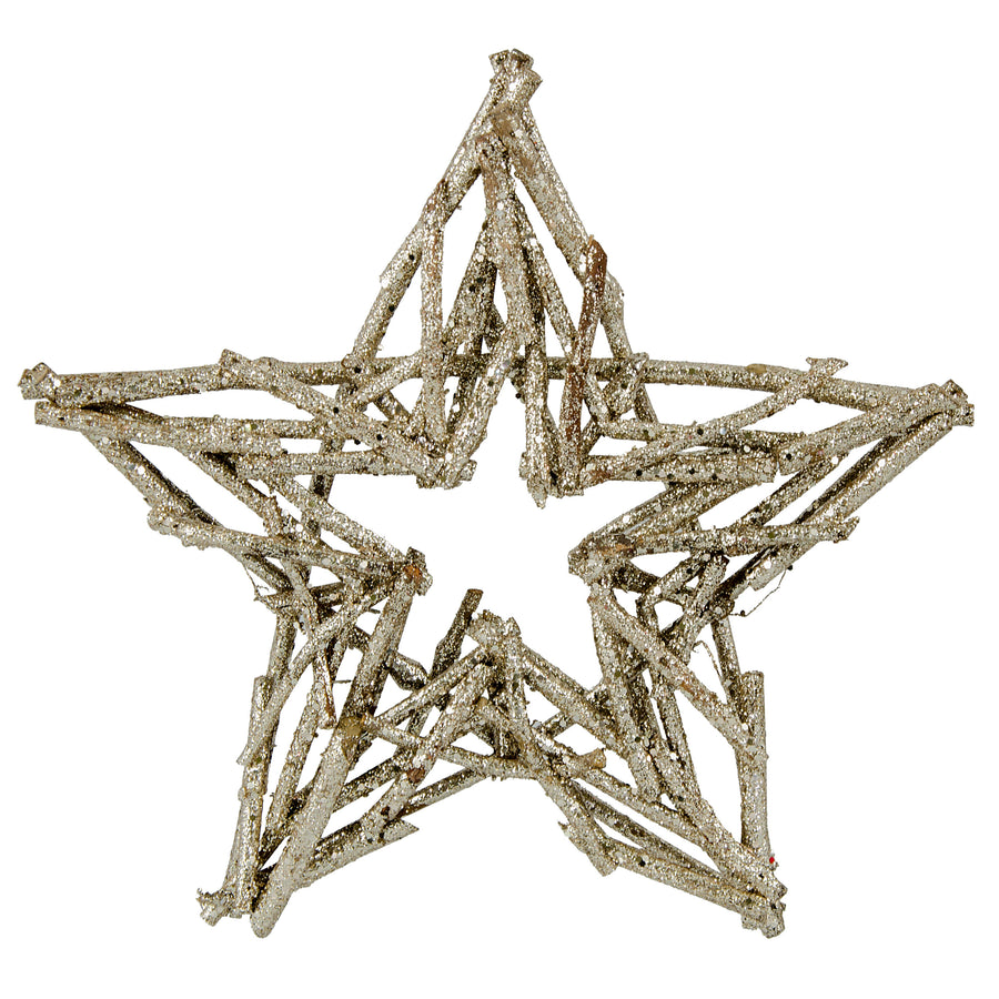 12" Metallic Glitter Twig Star Ornament: Champagne Item Number: ISB53720