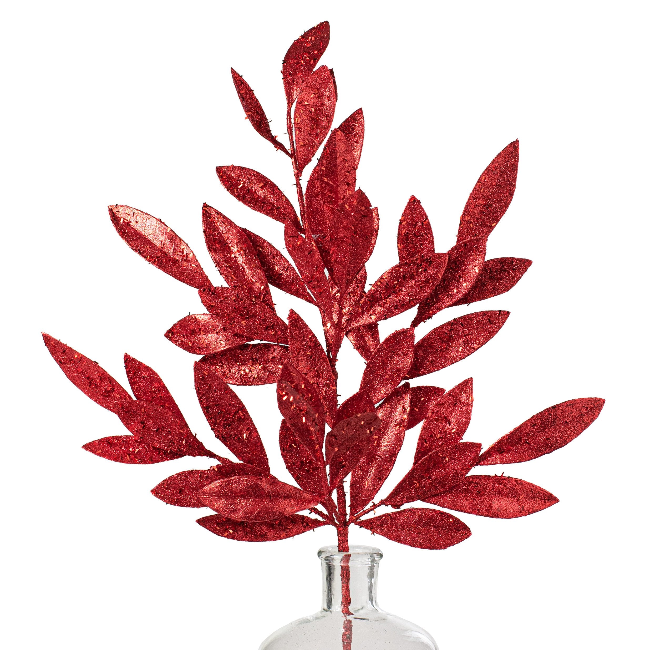 23" Metallic Glittered Bay Leaf Spray: Red Item Number: XX088524