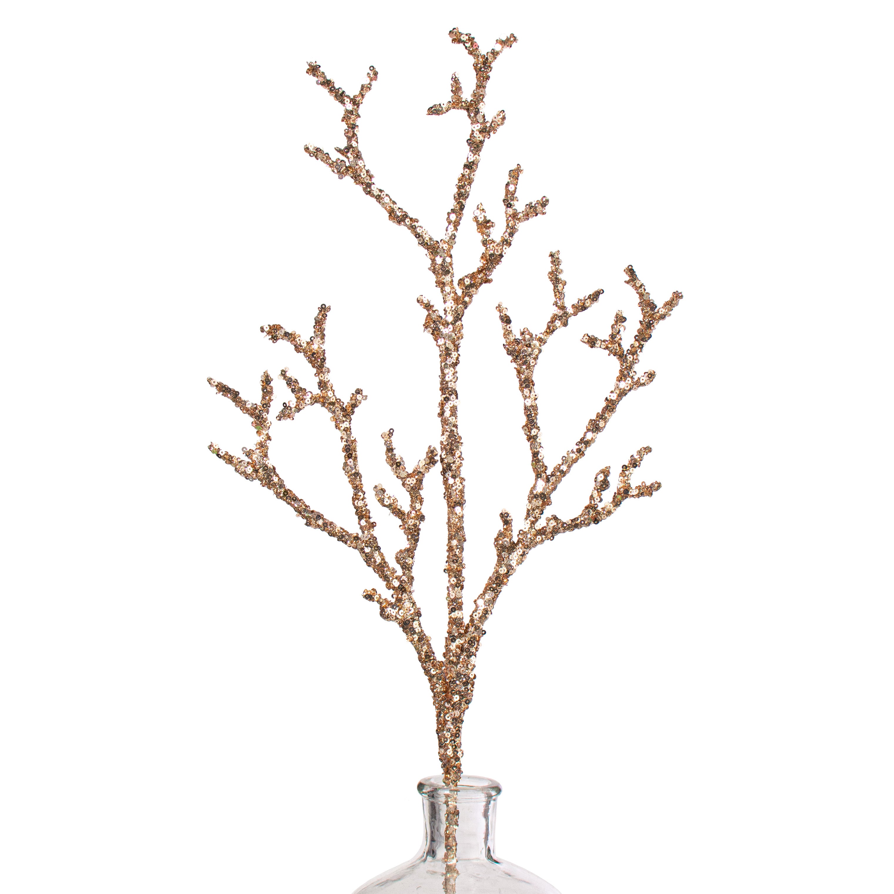 24" Metallic Glittered Coral Twig Branch: Champagne Item Number: ISB73870