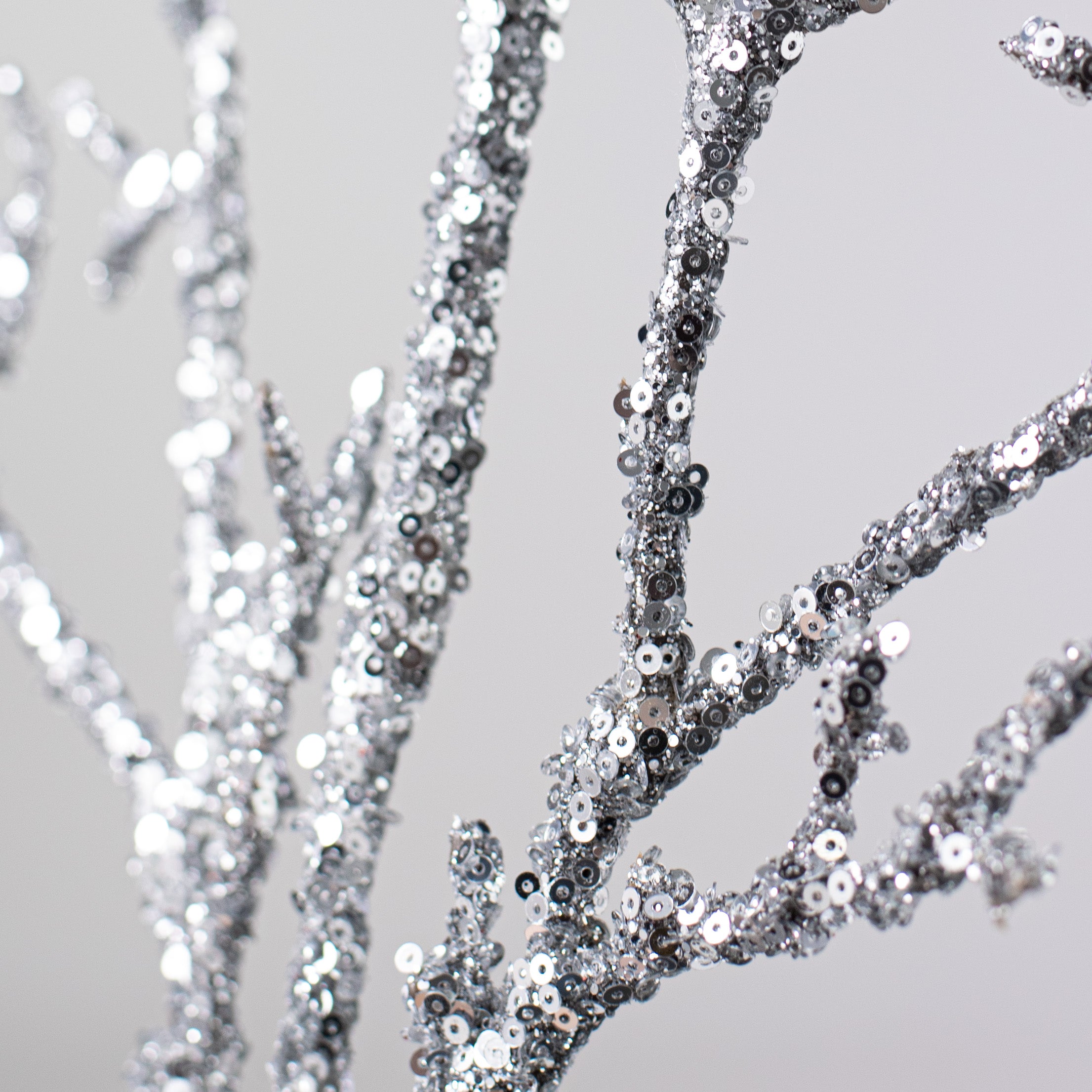 24" Metallic Glittered Coral Twig Branch: Silver detail photo 4