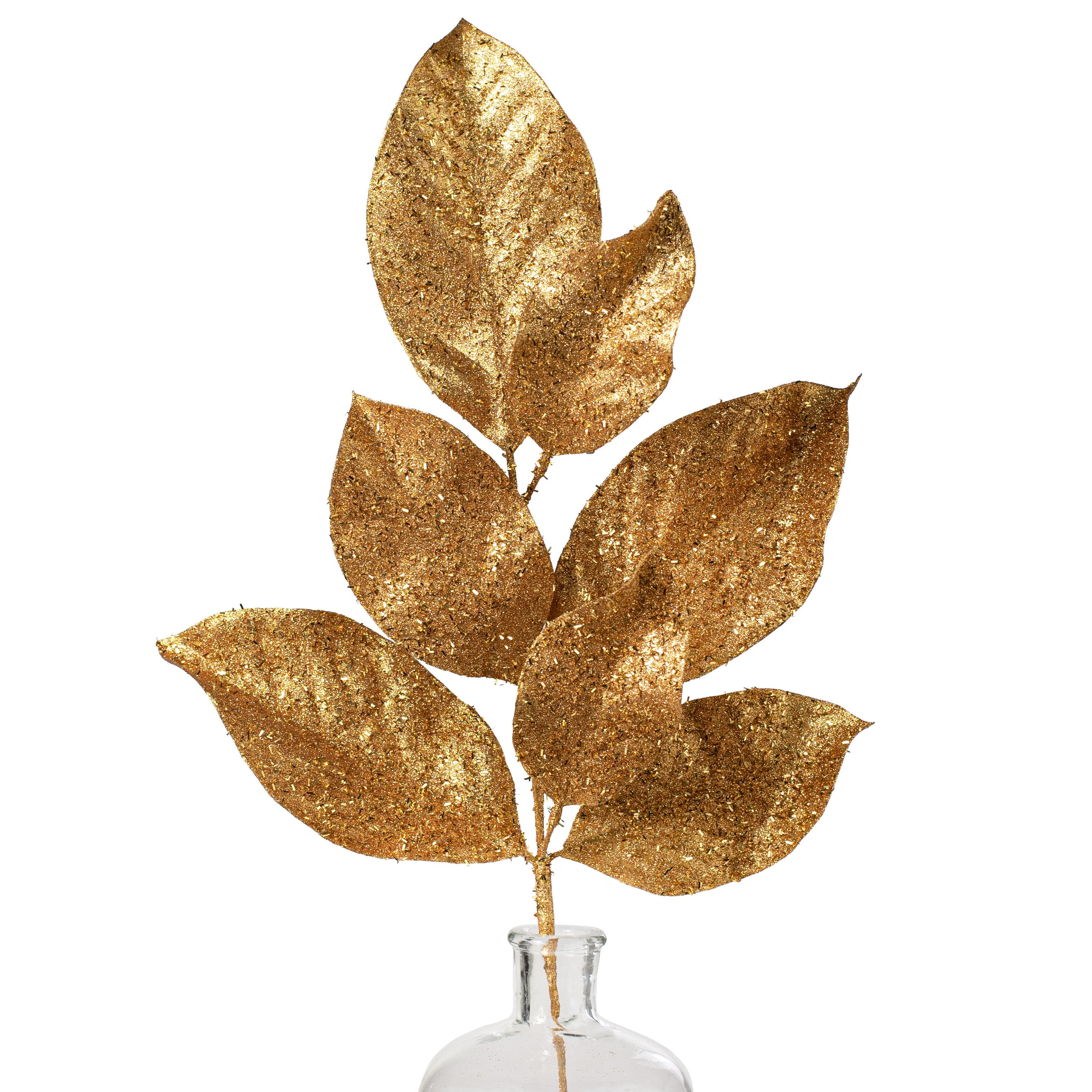 24" Metallic Glittered Magnolia Spray: Gold Item Number: XS748908