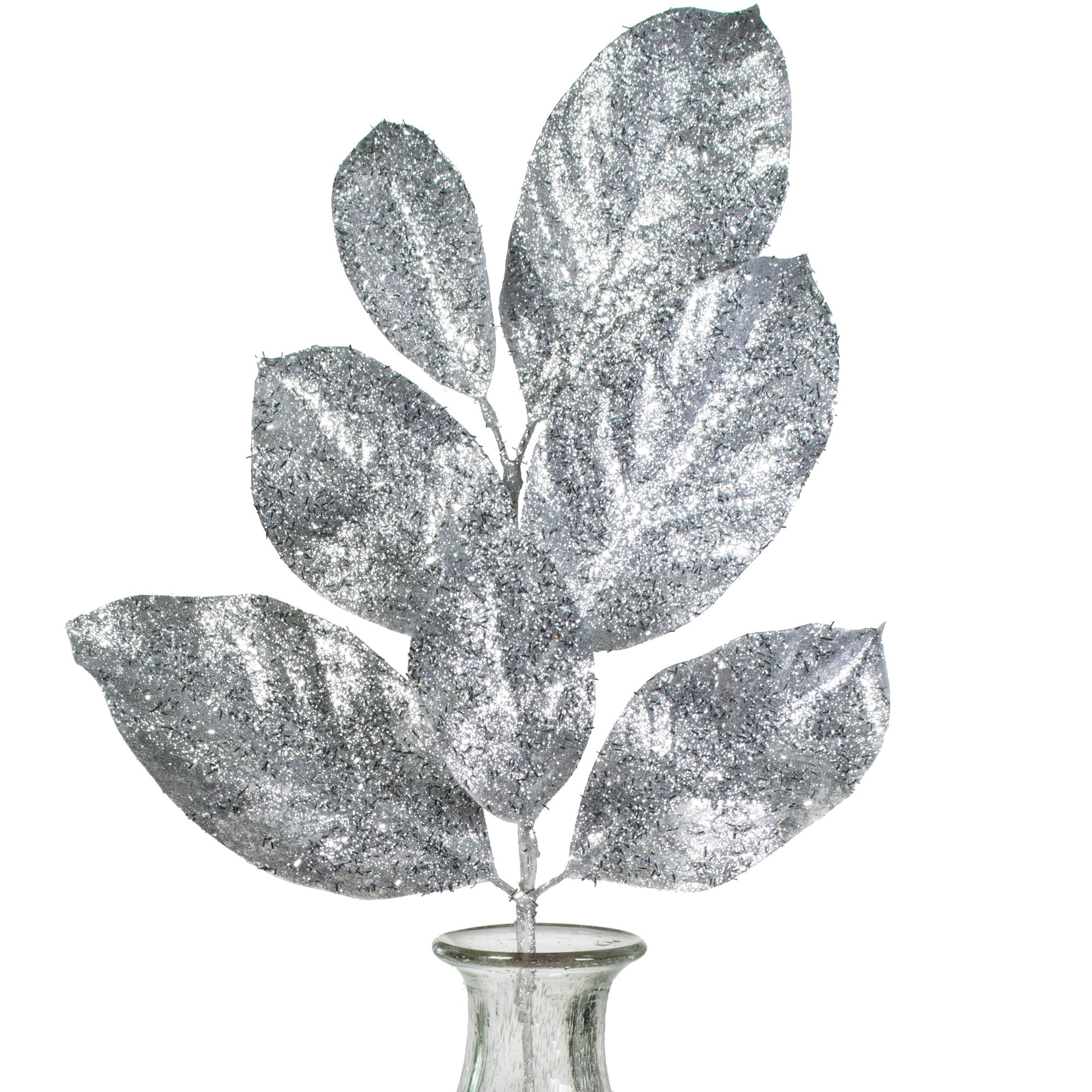 24" Metallic Glittered Magnolia Spray: Silver Item Number: XS748926