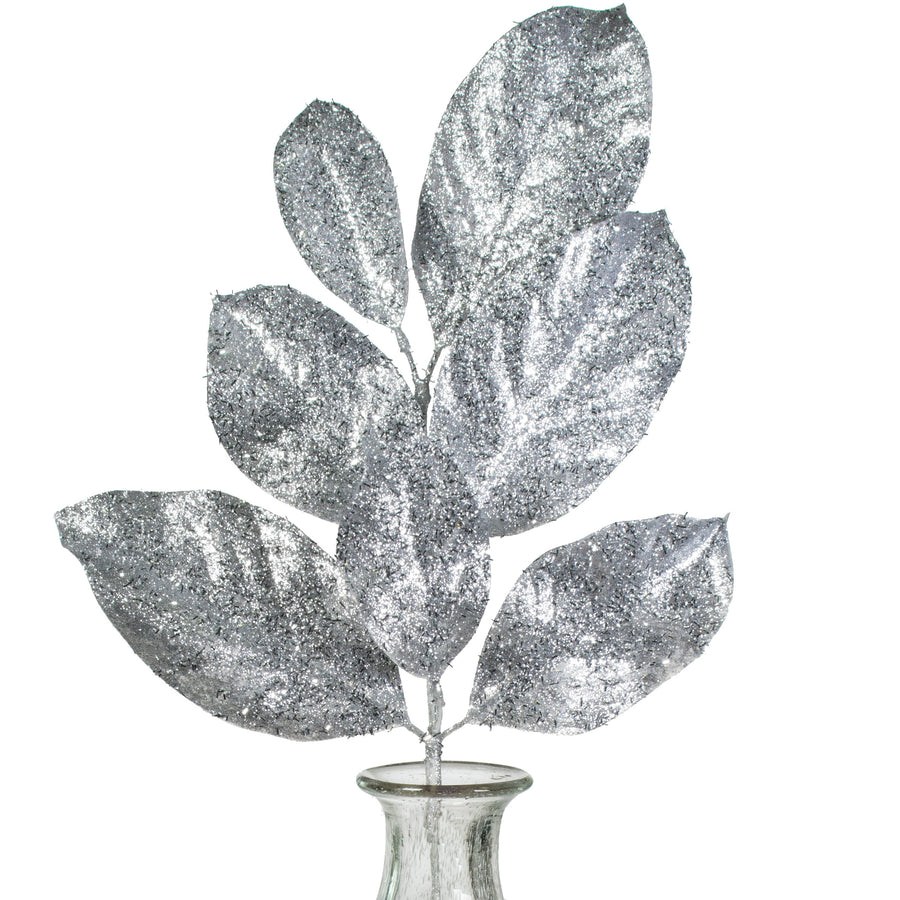 24" Metallic Glittered Magnolia Spray: Silver Item Number: XS748926