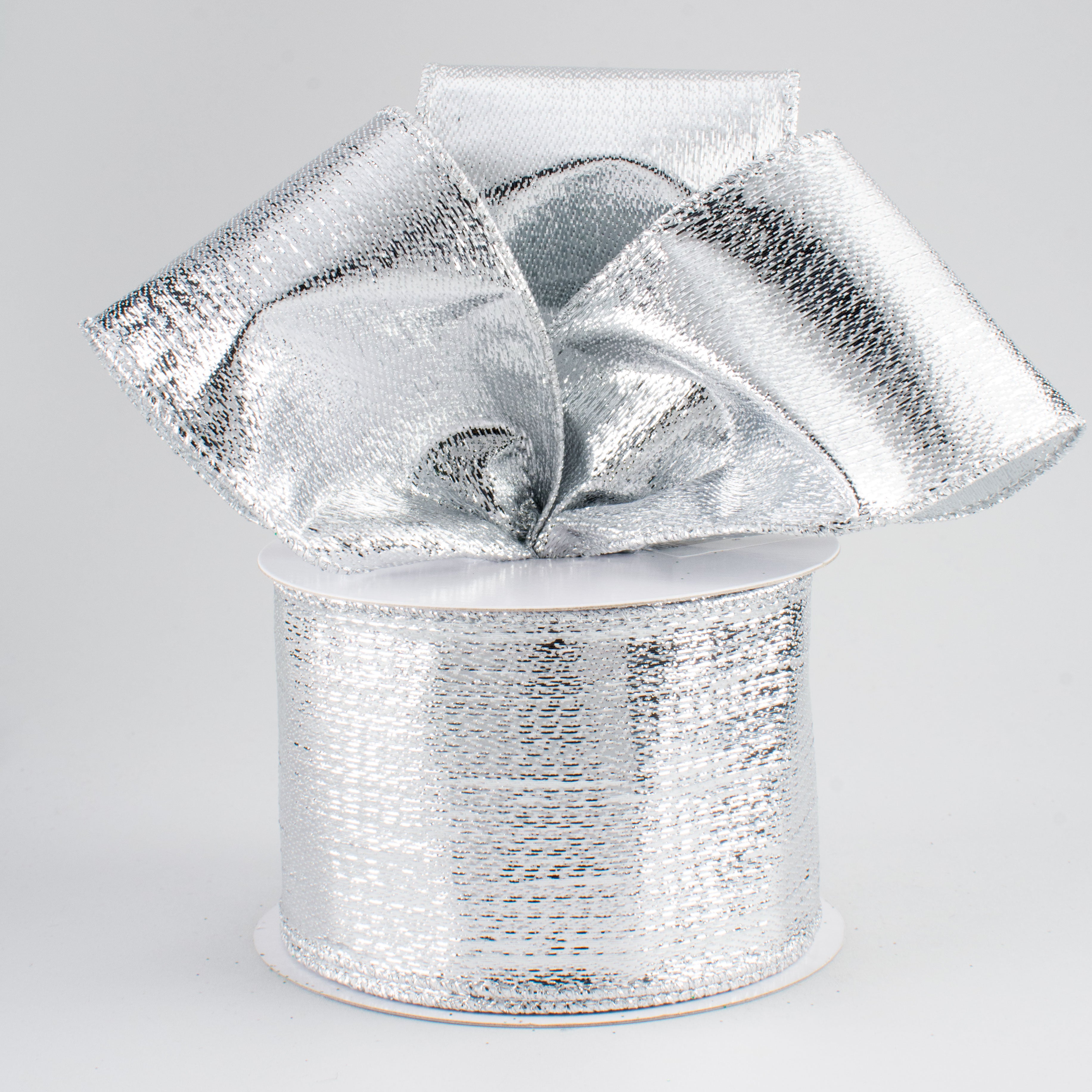 2.5" Metallic Lamé Ribbon: Silver (10 Yards) Lifestyle Photo