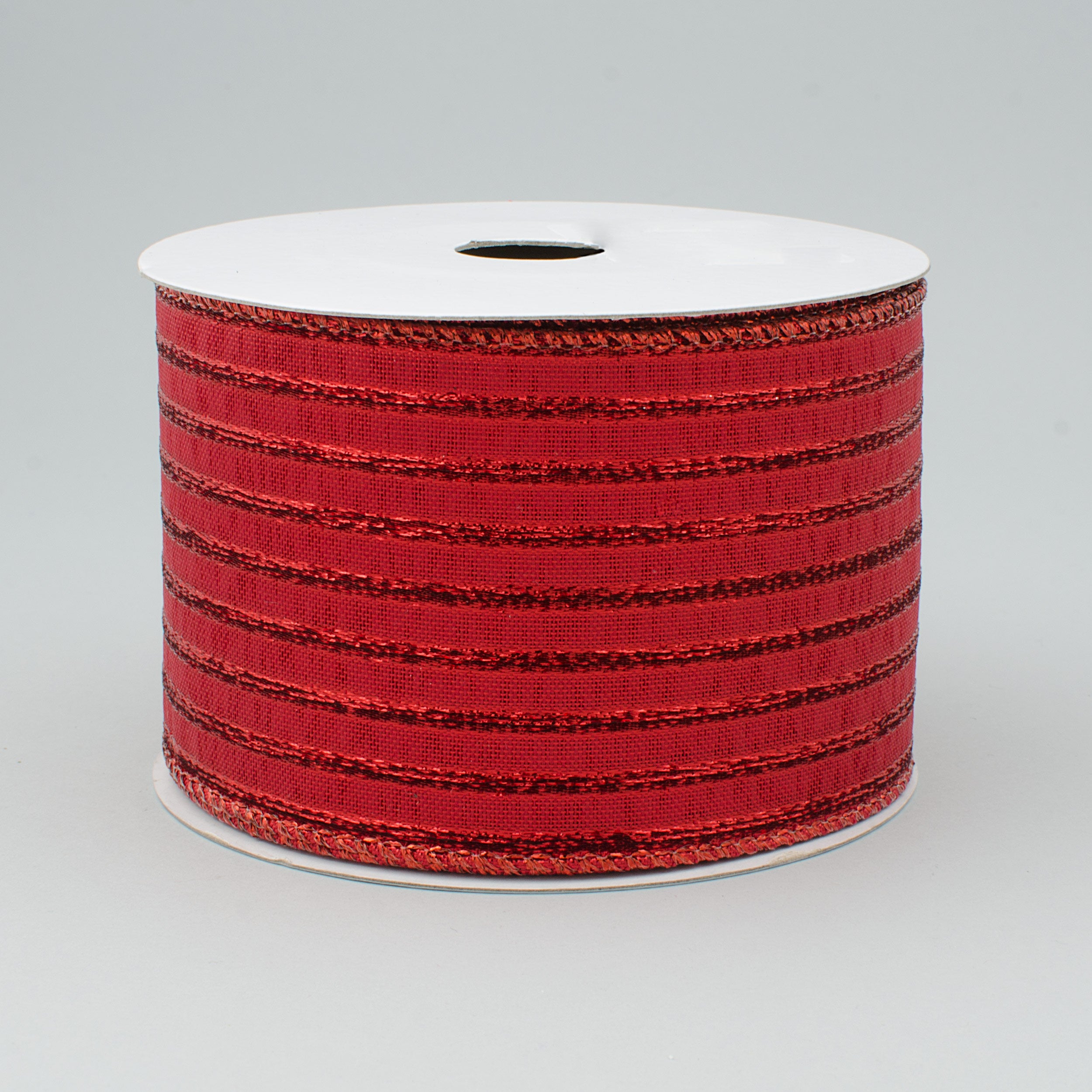 2.5" Metallic Lamé Stripe Ribbon: Red (10 Yards)