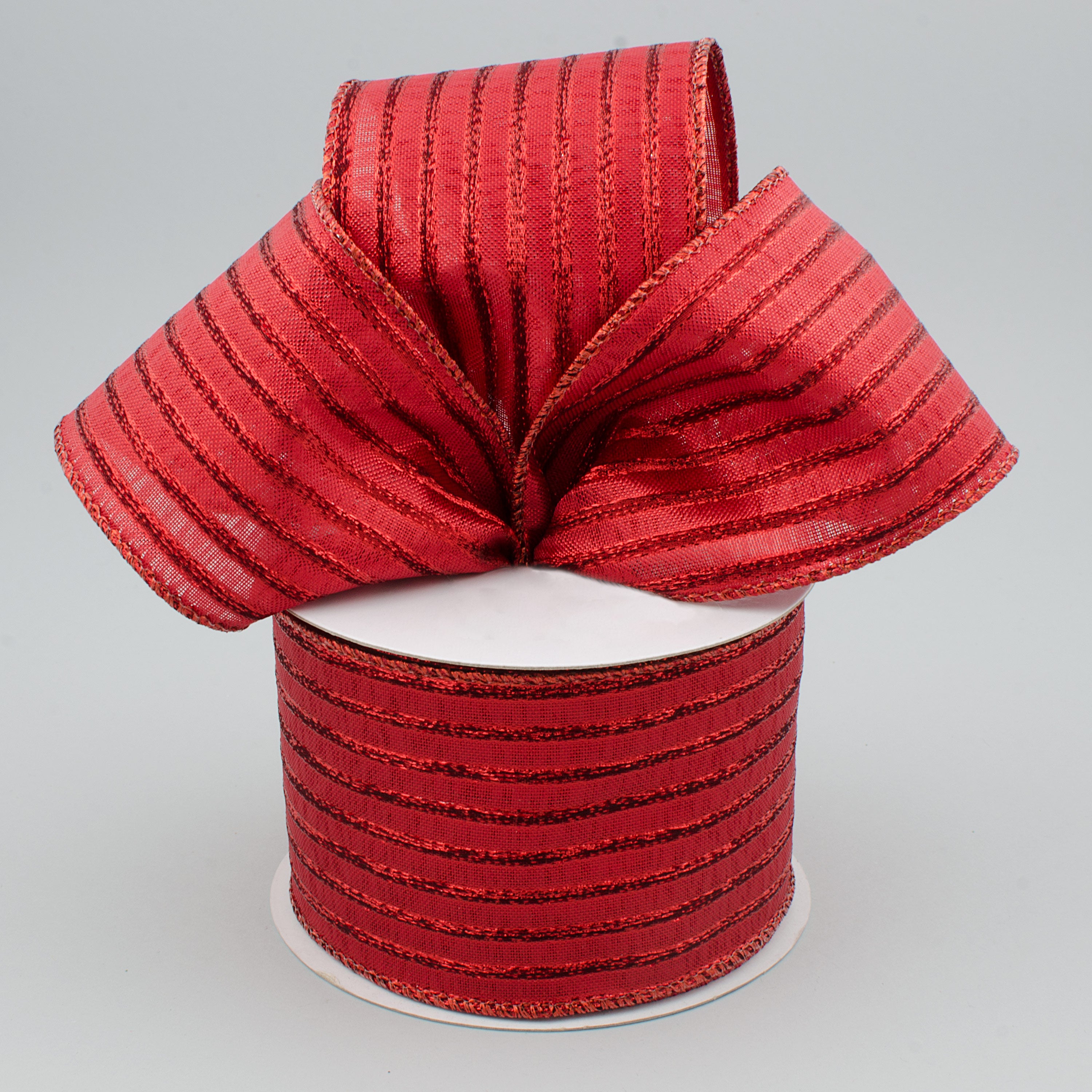 2.5" Metallic Lamé Stripe Ribbon: Red (10 Yards) Lifestyle Photo