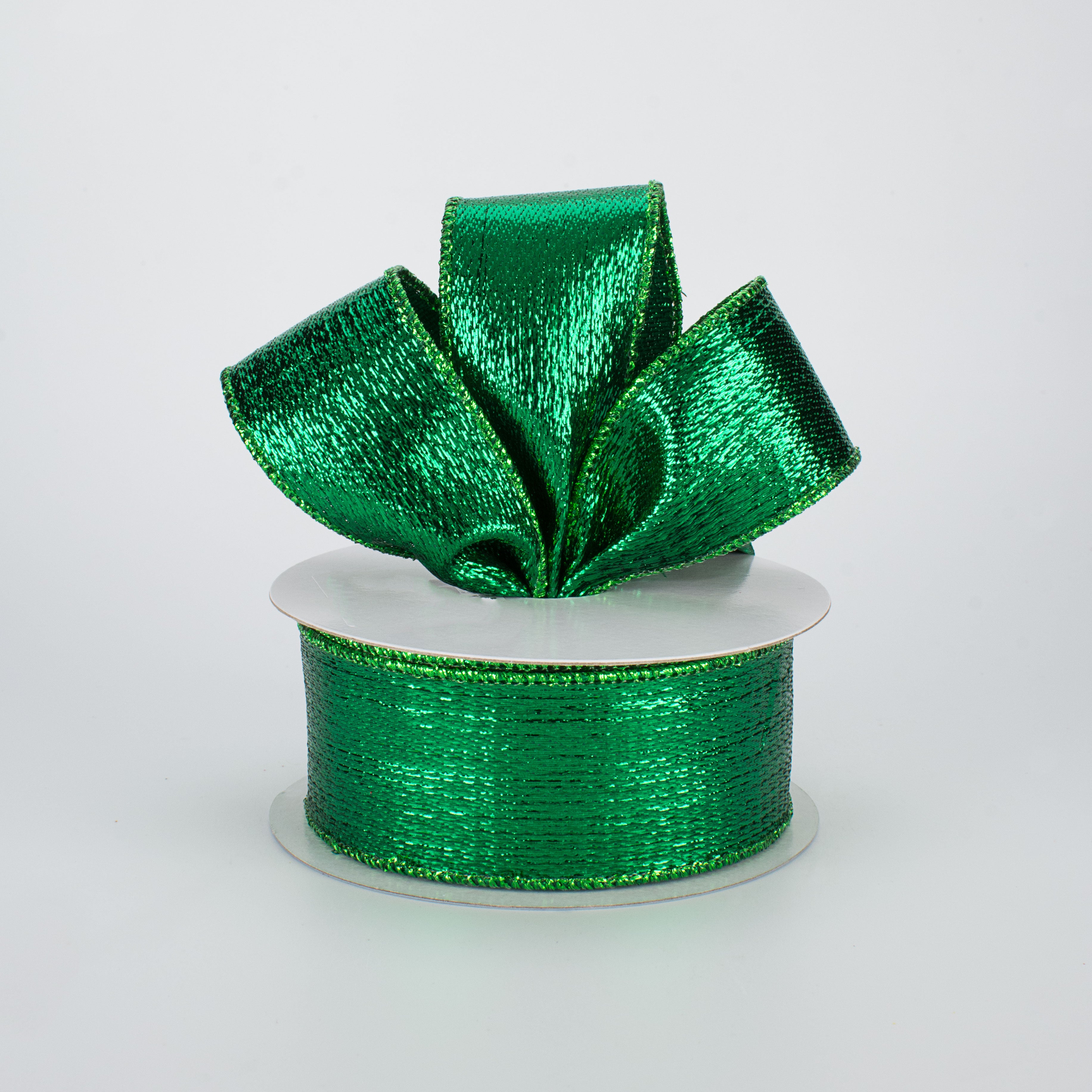 1.5" Metallic Lame Ribbon: Emerald Green (10 Yards) Lifestyle Photo