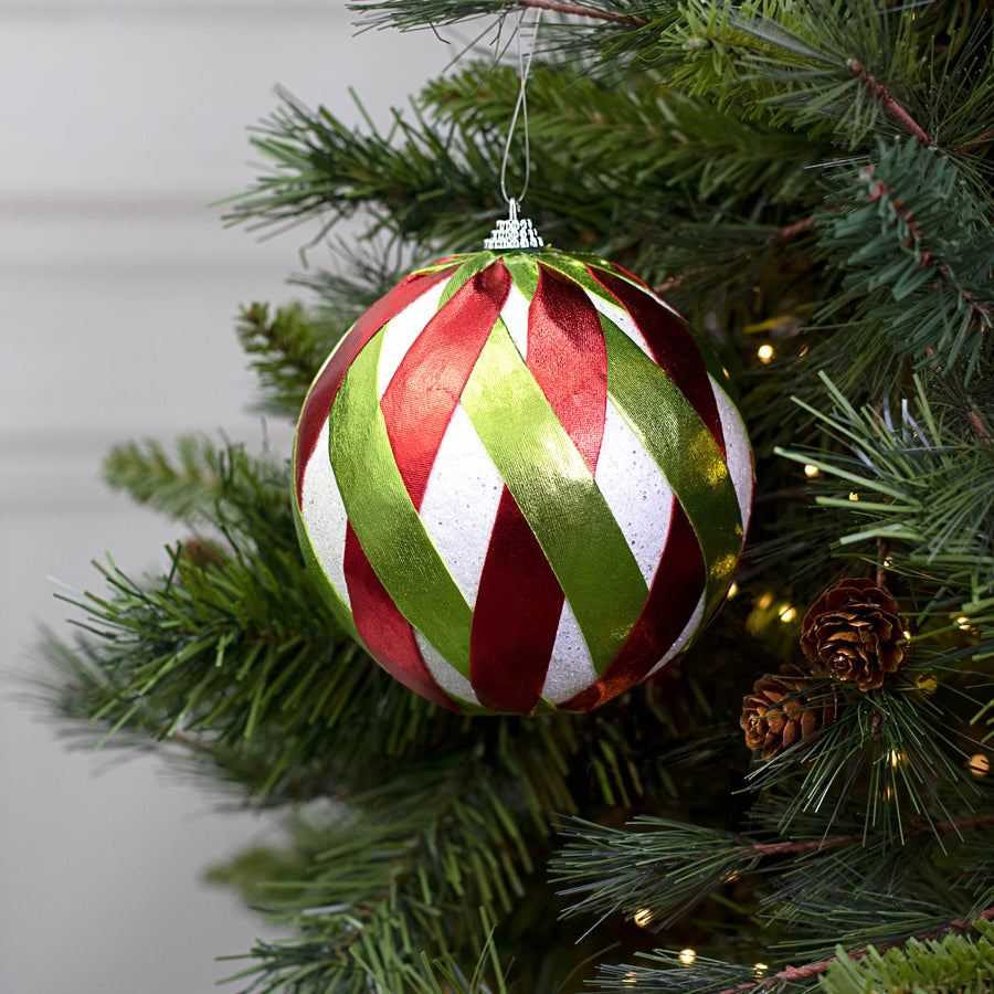 5" Metallic Lollipop Ball Ornament: Red & Green Lifestyle Photo