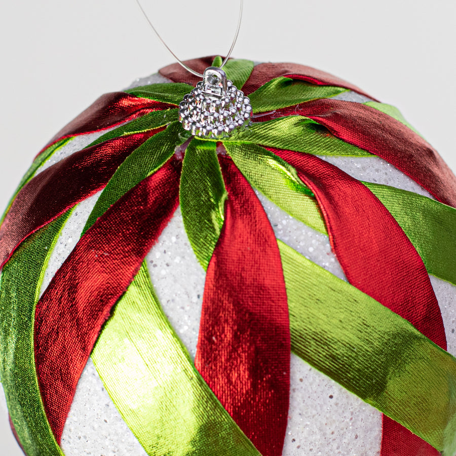 5" Metallic Lollipop Ball Ornament: Red & Green detail photo 3