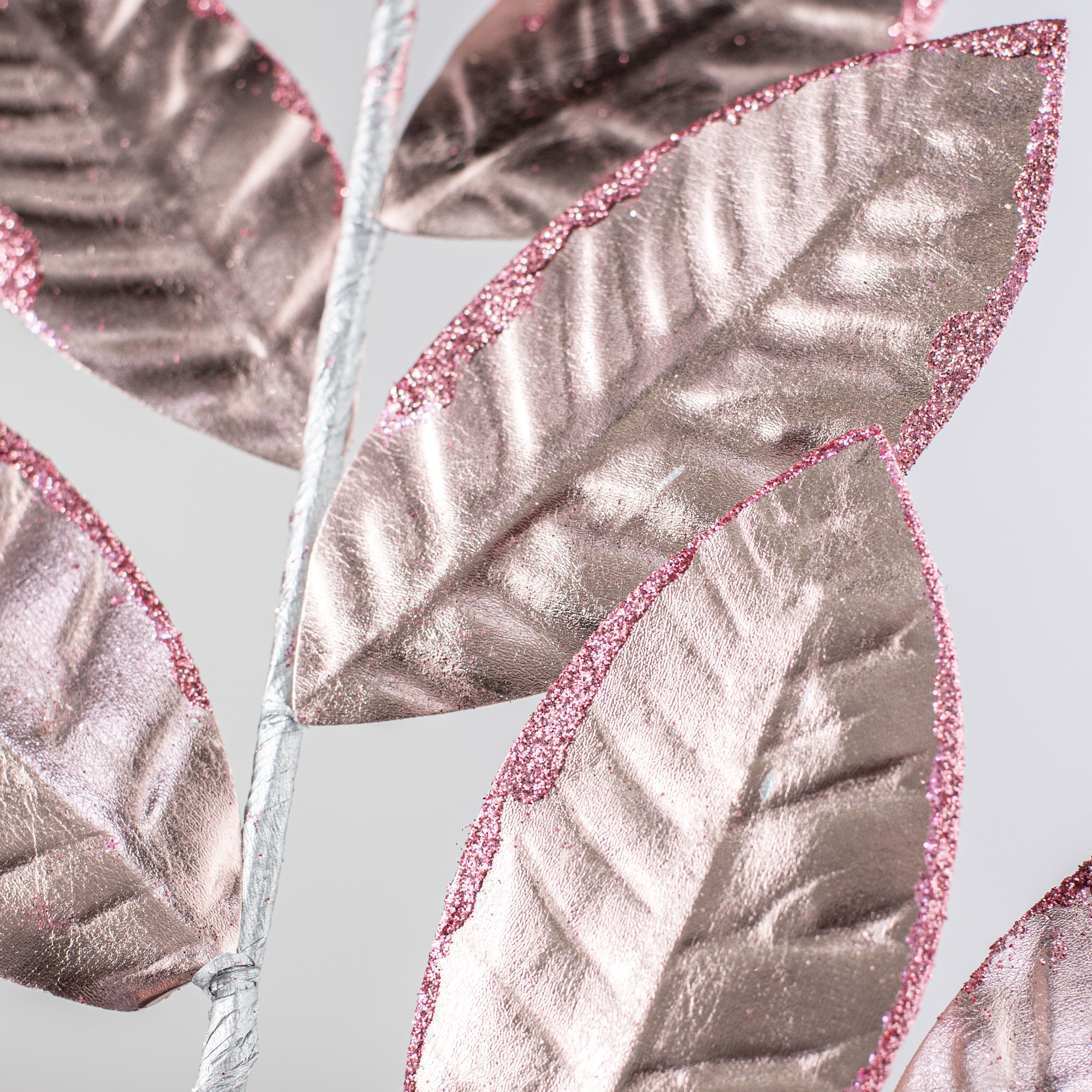 25" Metallic Magnolia Leaves Spray: Rose Gold Lifestyle Photo