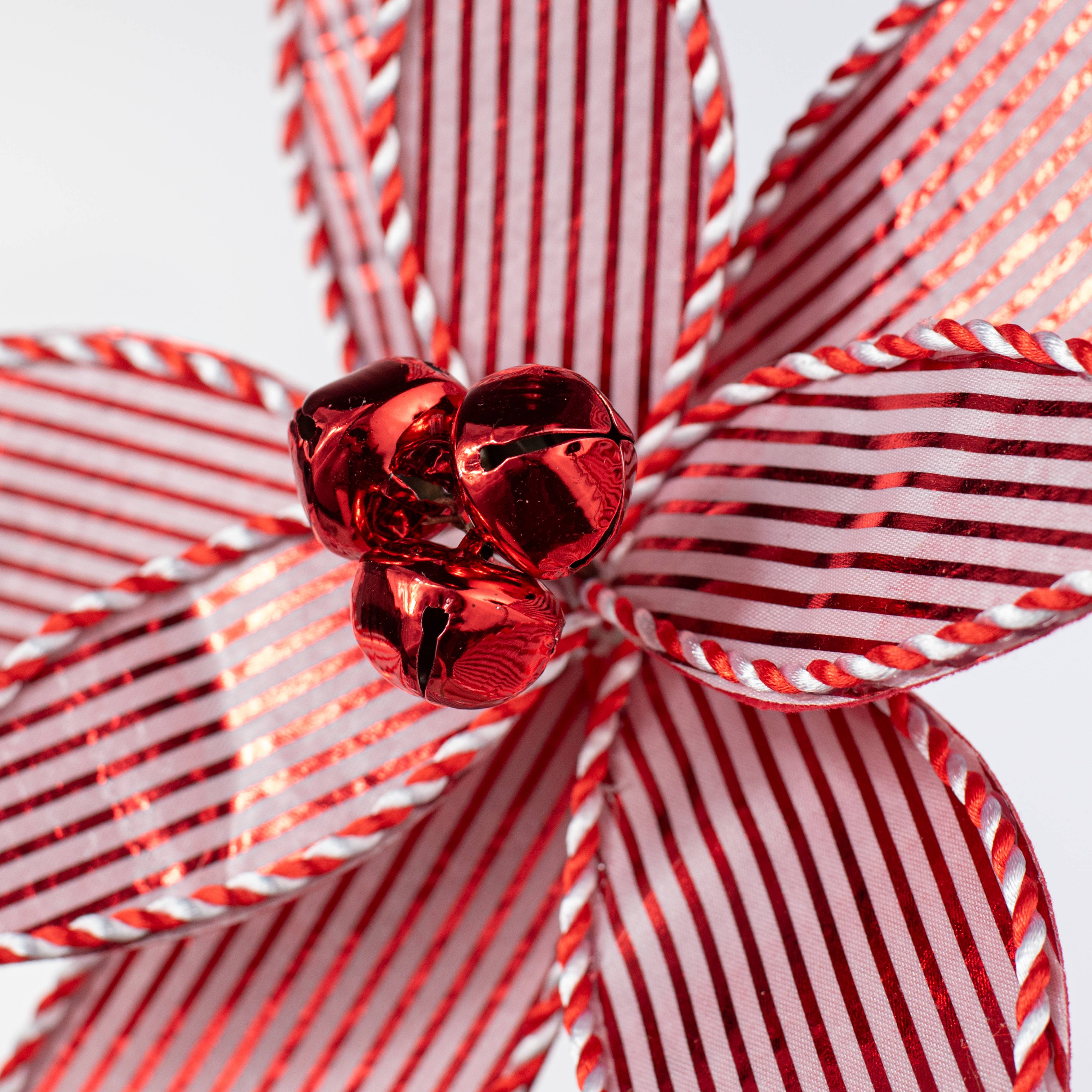22" Metallic Peppermint Poinsettia Stem detail photo 4