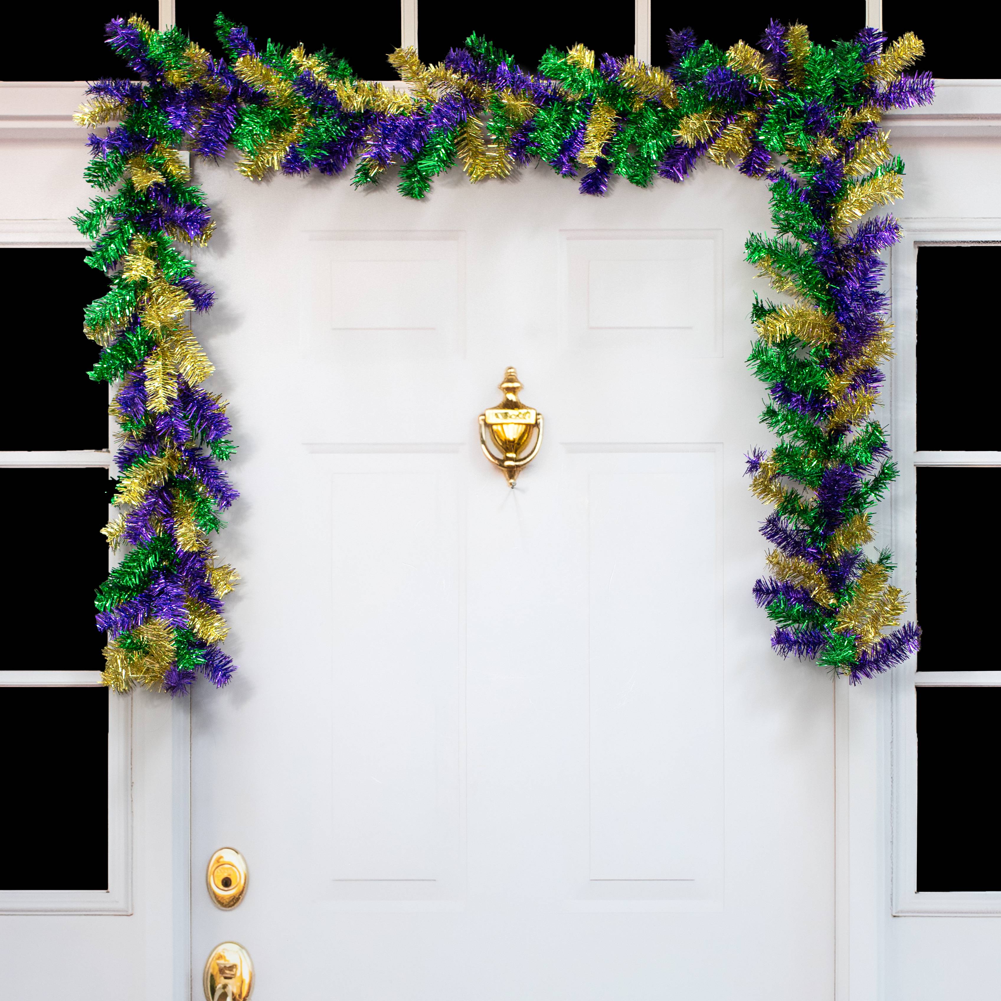 9' x 10" Metallic Pine Garland: Mardi Gras (201 Tips) Lifestyle Photo