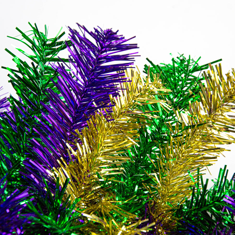 9' x 10" Metallic Pine Garland: Mardi Gras (201 Tips) detail photo 3