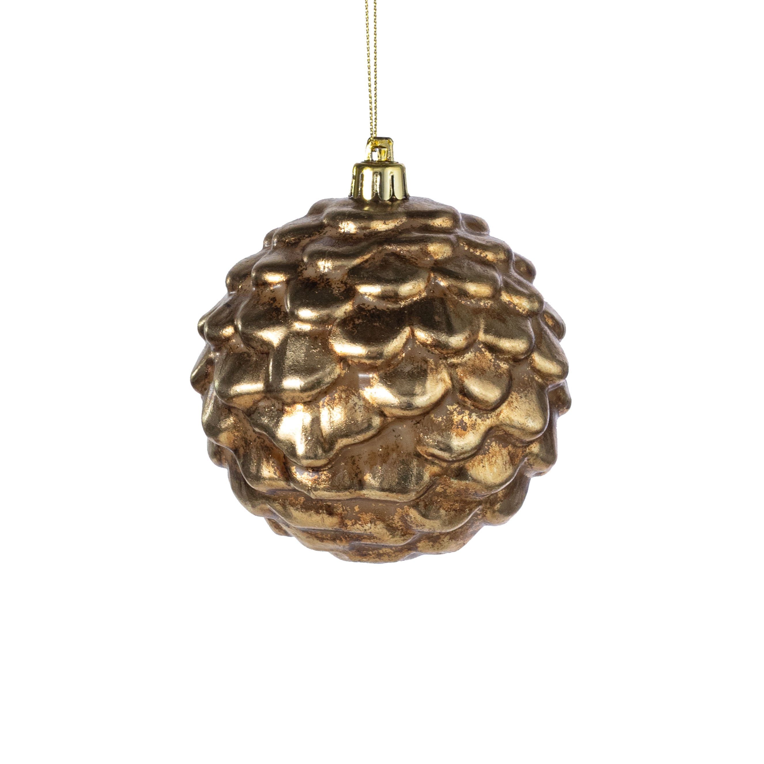 4" Metallic Pinecone Ball Ornament: Antique Gold Item Number: 2828368GD