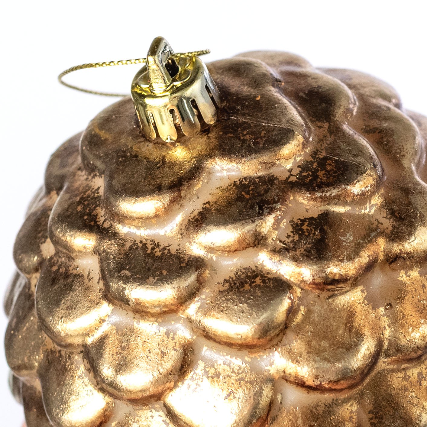 4" Metallic Pinecone Ball Ornament: Antique Gold detail photo 3