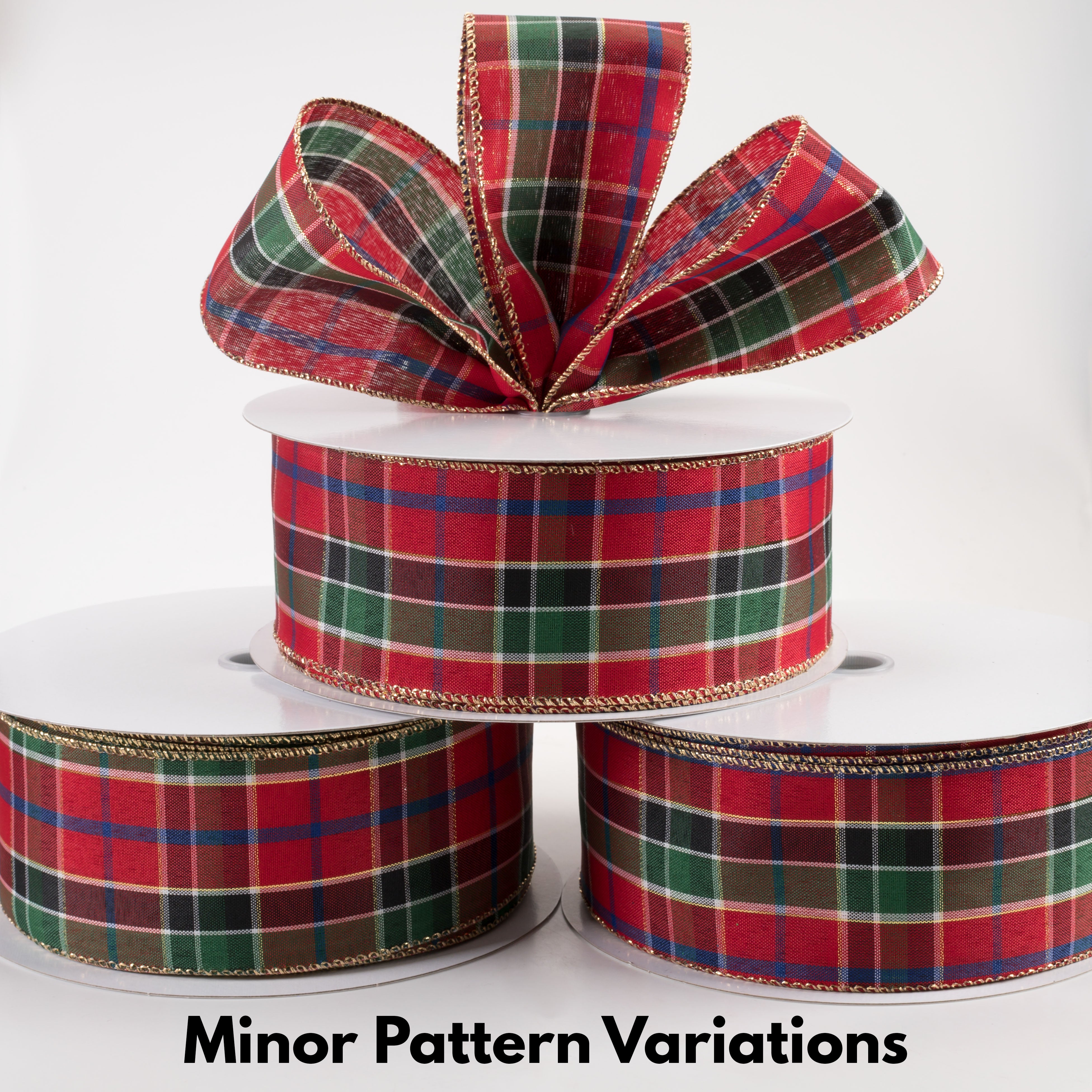 2.5" Metallic Plaid Ribbon: Red, Blue, Green, Gold (50 Yards) Lifestyle Photo