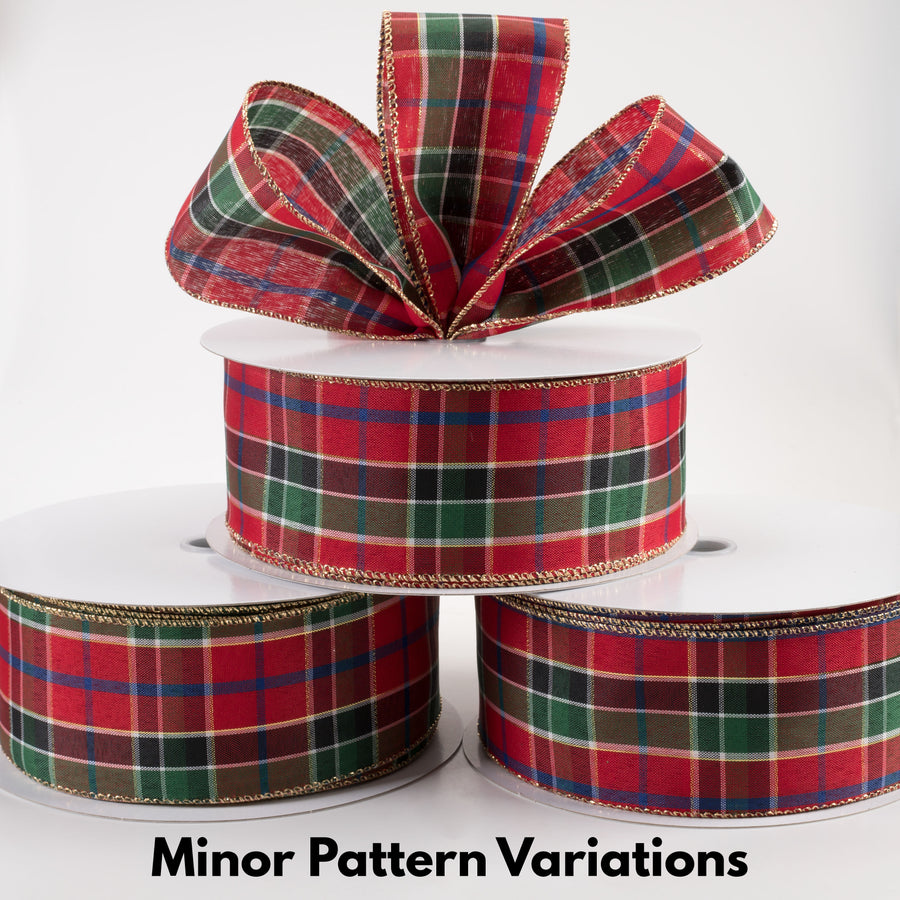 2.5" Metallic Plaid Ribbon: Red, Blue, Green, Gold (50 Yards) Lifestyle Photo