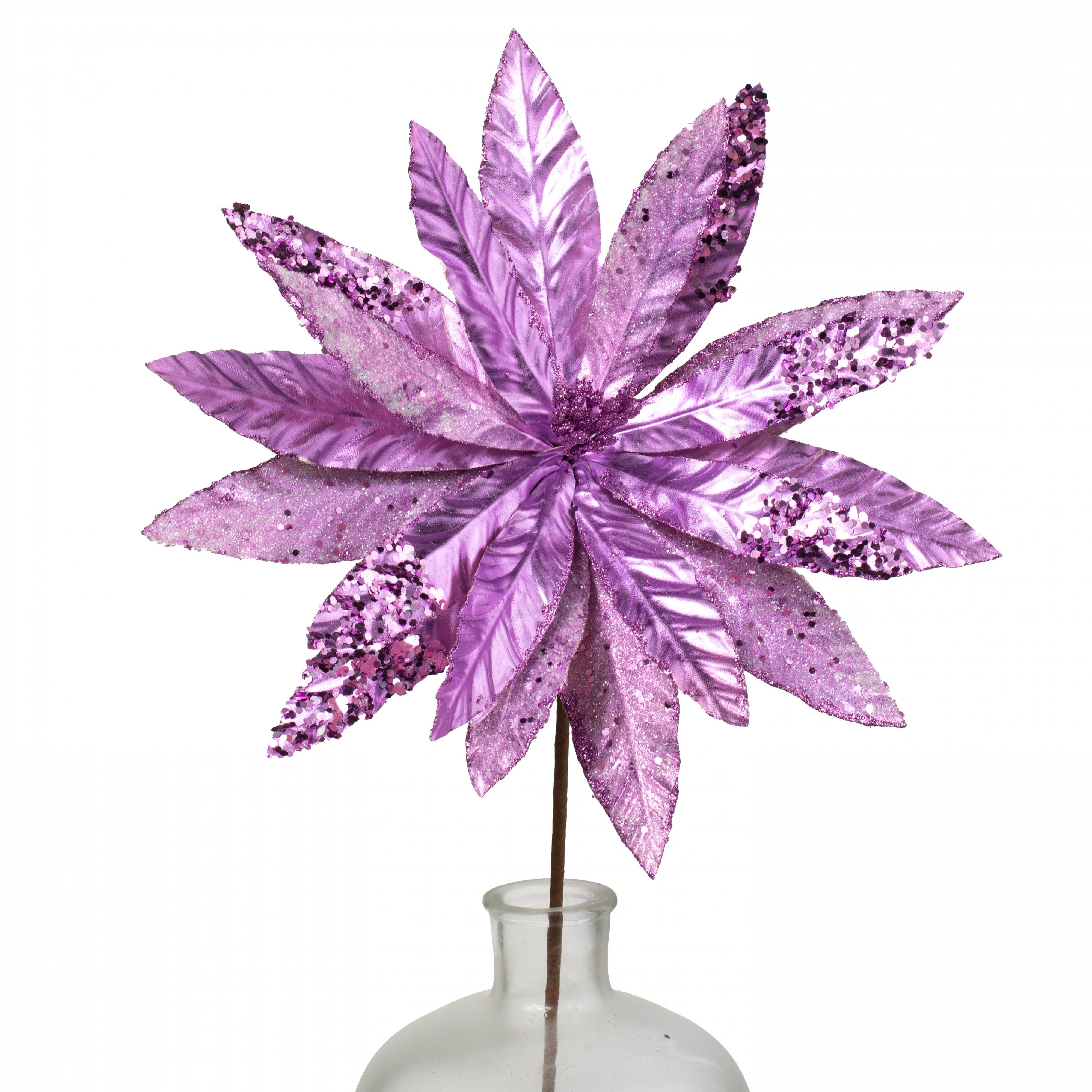 13" x 26" Metallic Poinsettia Stem: Lavender Purple Item Number: 86066PU
