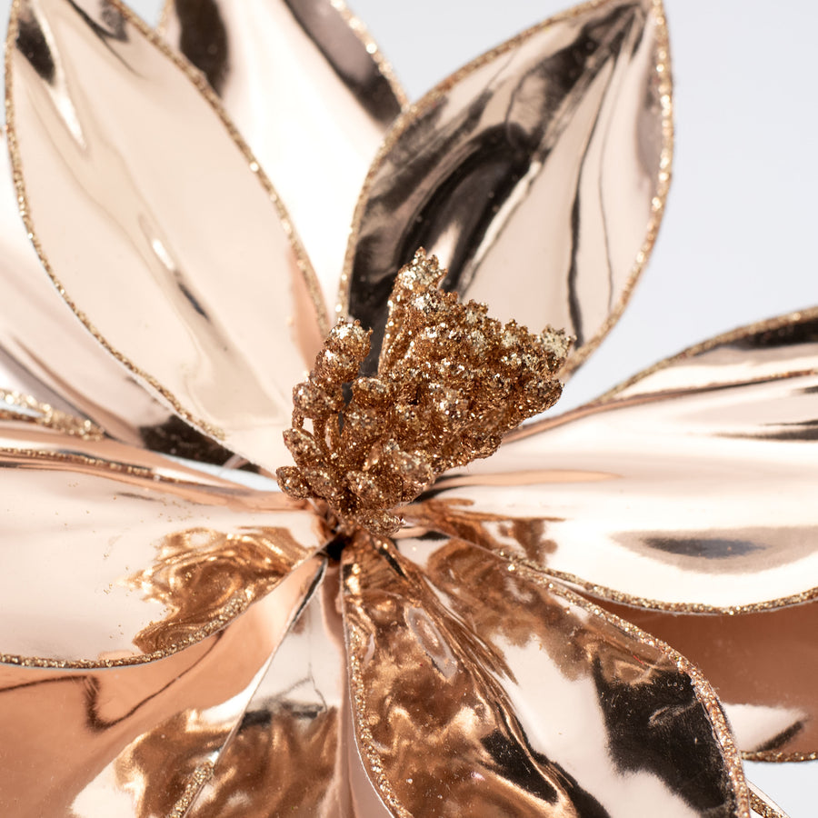 12" x 26" Metallic Poinsettia Stem: Mirror Rose Gold Lifestyle Photo