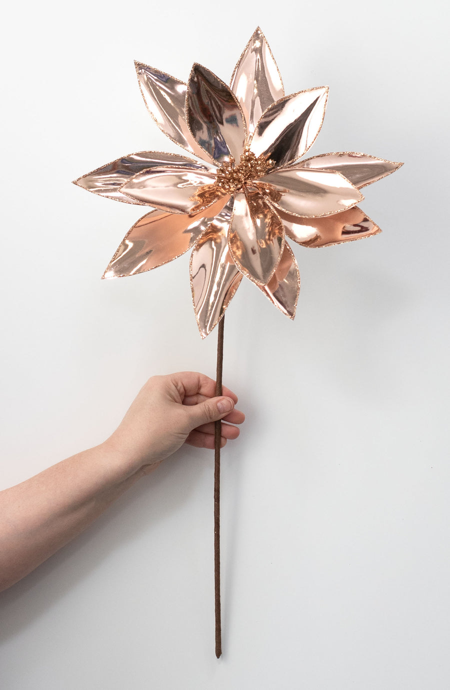 12" x 26" Metallic Poinsettia Stem: Mirror Rose Gold detail photo 3