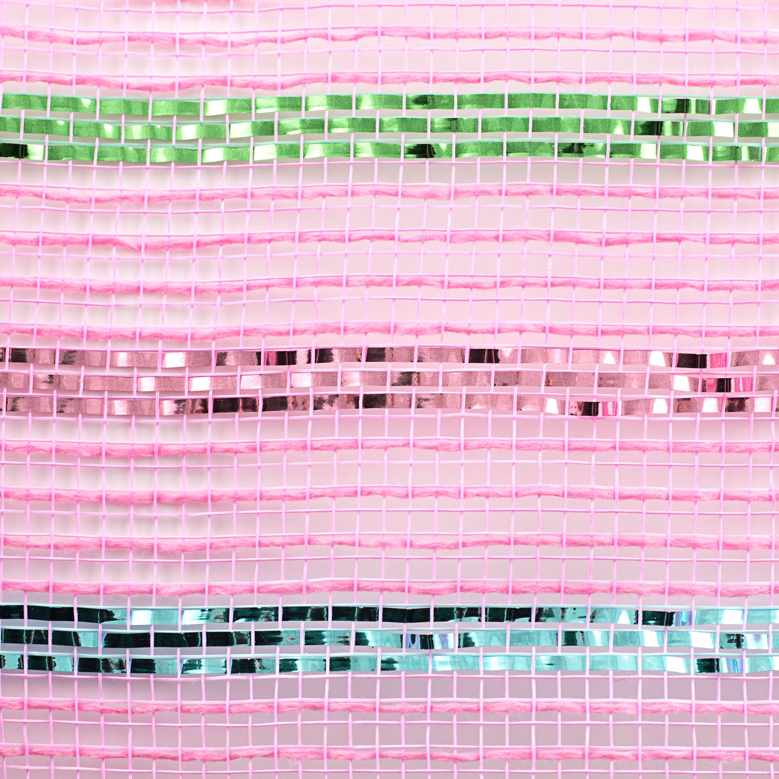 10" Metallic Poly Faux Jute Mesh: Pink, Ice Blue, Mint detail photo 3