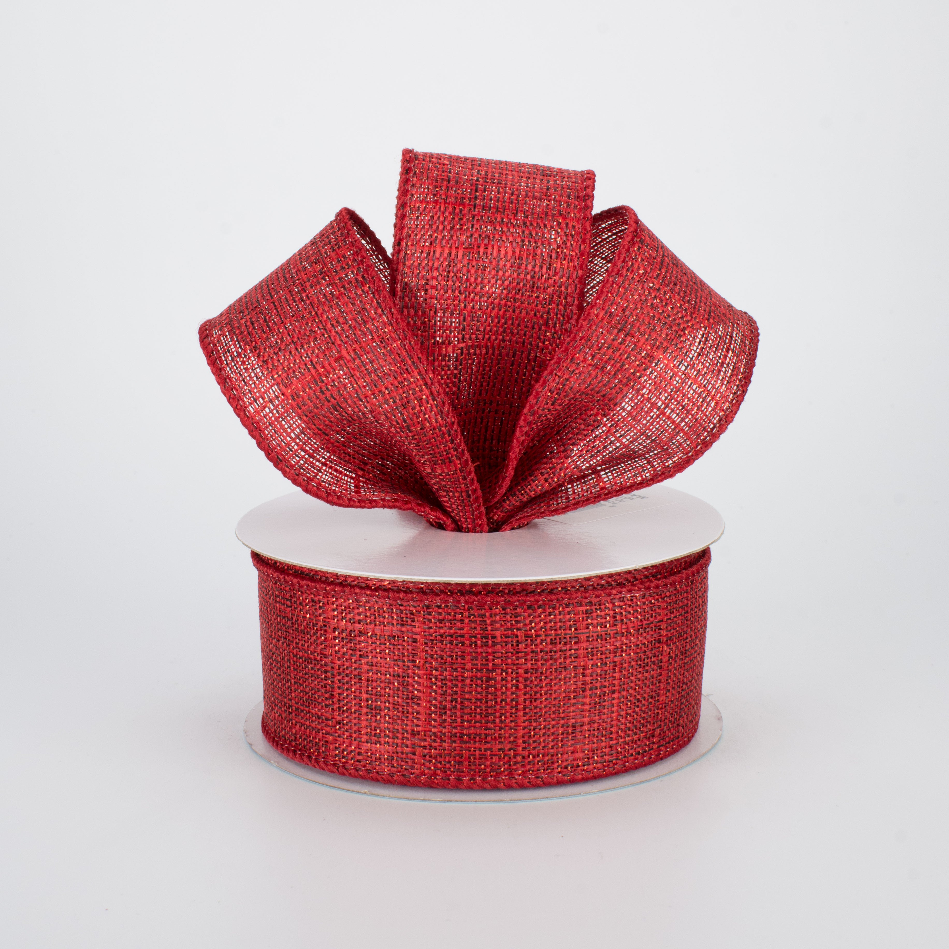1.5" Metallic Royal Canvas Ribbon: Burgundy/Red (10 Yards) Lifestyle Photo