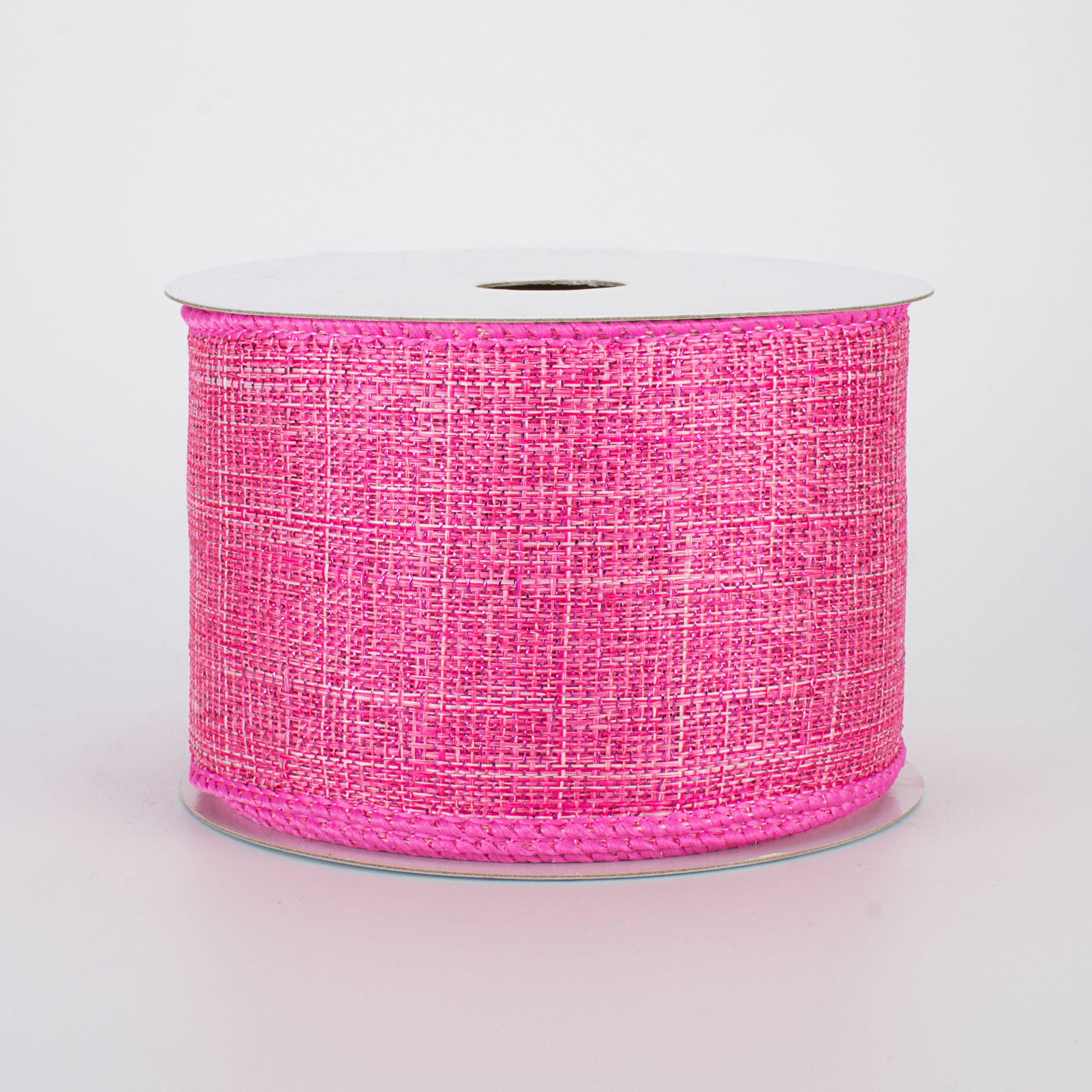 2.5" Metallic Royal Canvas Ribbon: Fuchsia Pink (10 Yards)