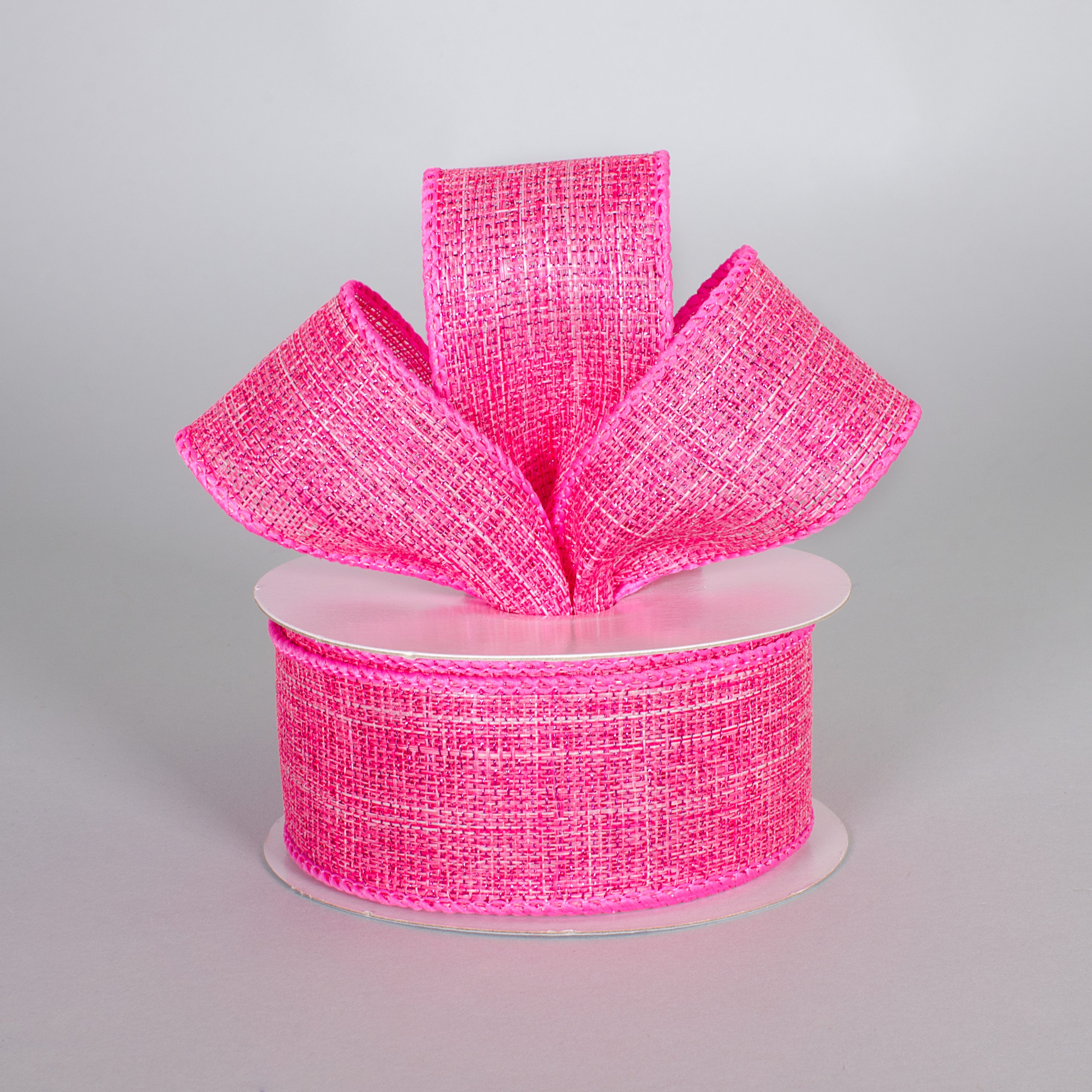 1.5" Metallic Royal Canvas Ribbon: Fuchsia Pink (10 Yards) Lifestyle Photo