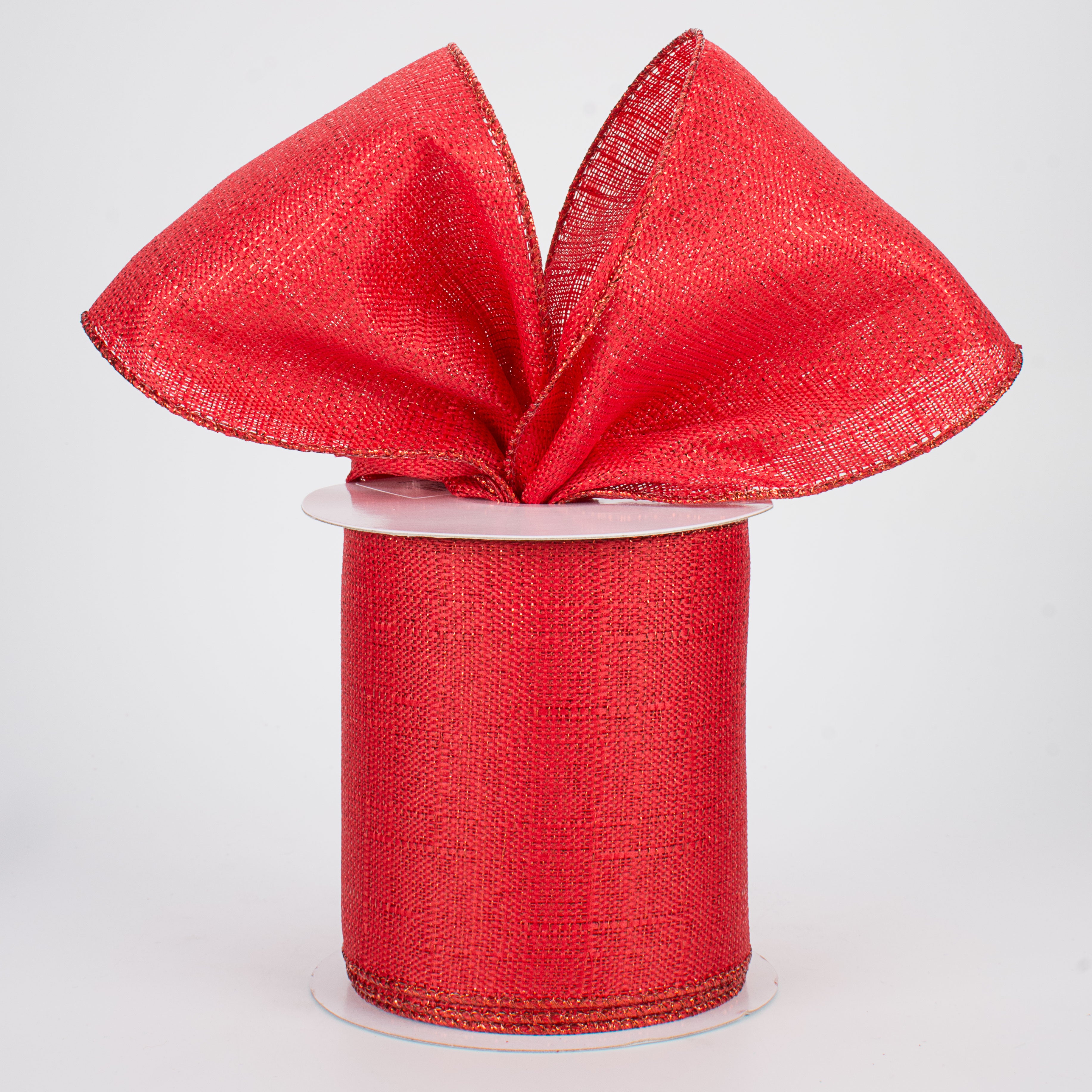 4" Metallic Royal Canvas Ribbon: Red (10 Yards) Lifestyle Photo