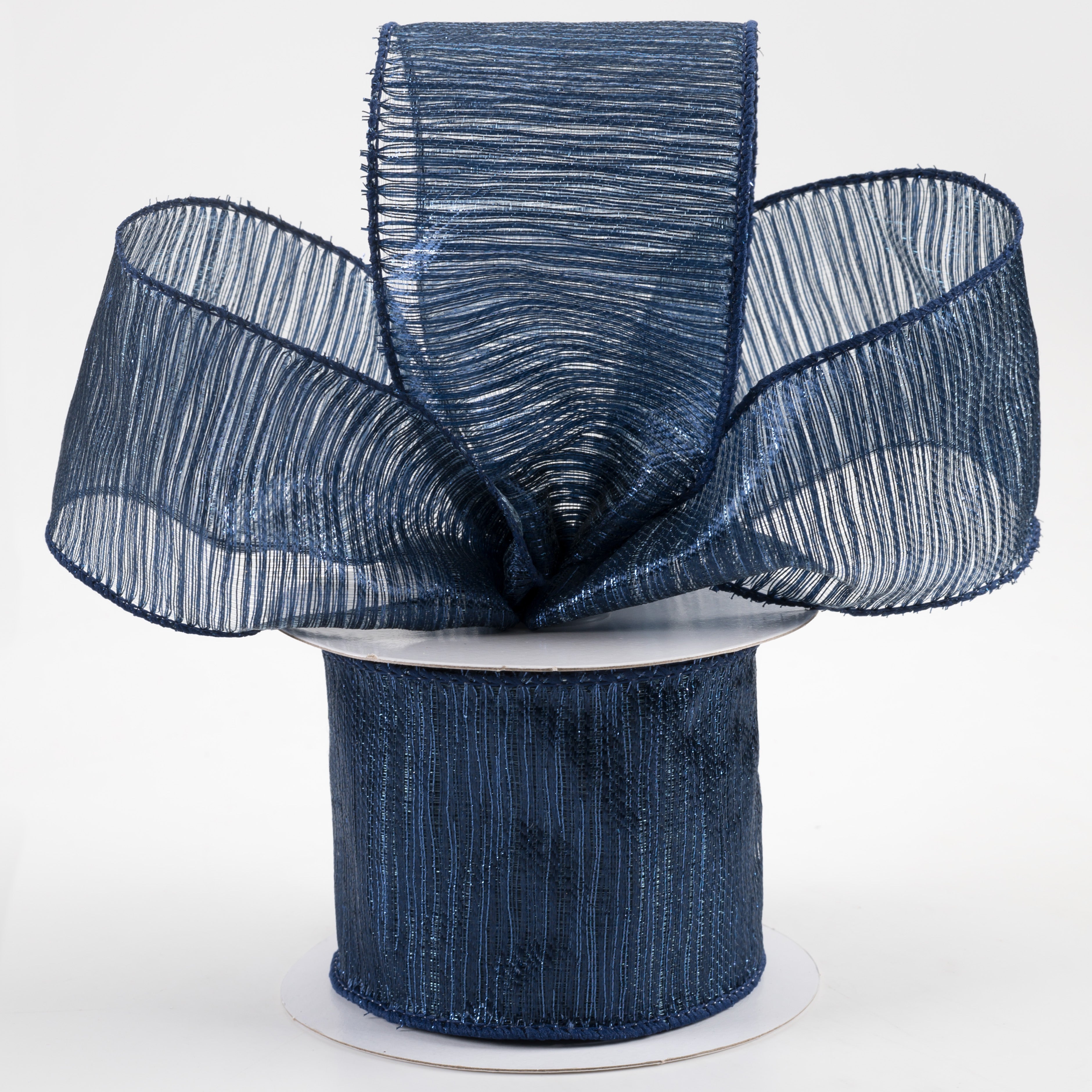 2.5" Metallic Sheer Ribbon: Navy (10 Yards) Lifestyle Photo
