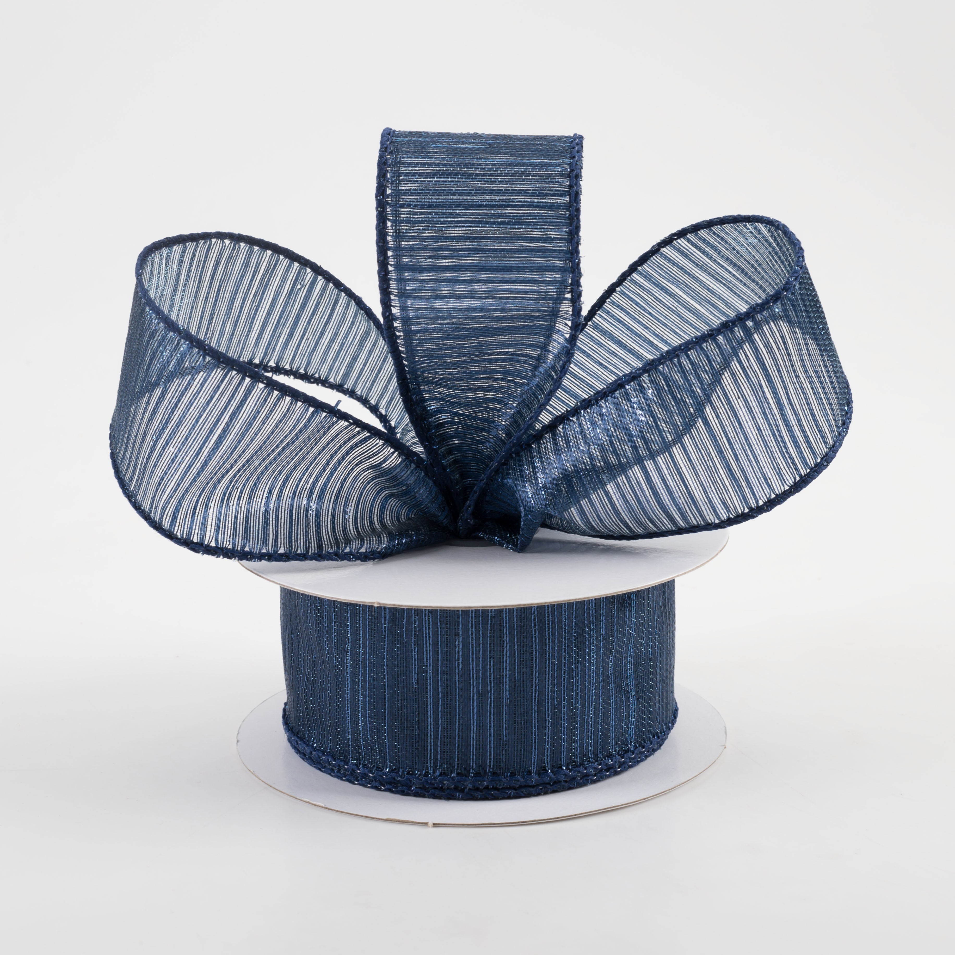 1.5" Metallic Sheer Ribbon: Navy (10 Yards) Lifestyle Photo