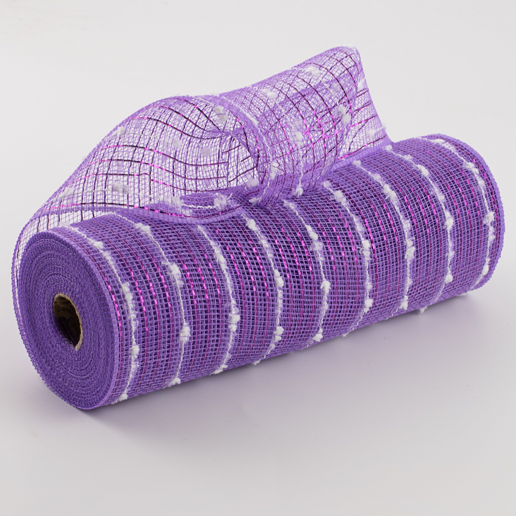 10" Metallic Snowball Deco Mesh: Lavender & White (10 Yards) Item Number: RY820068