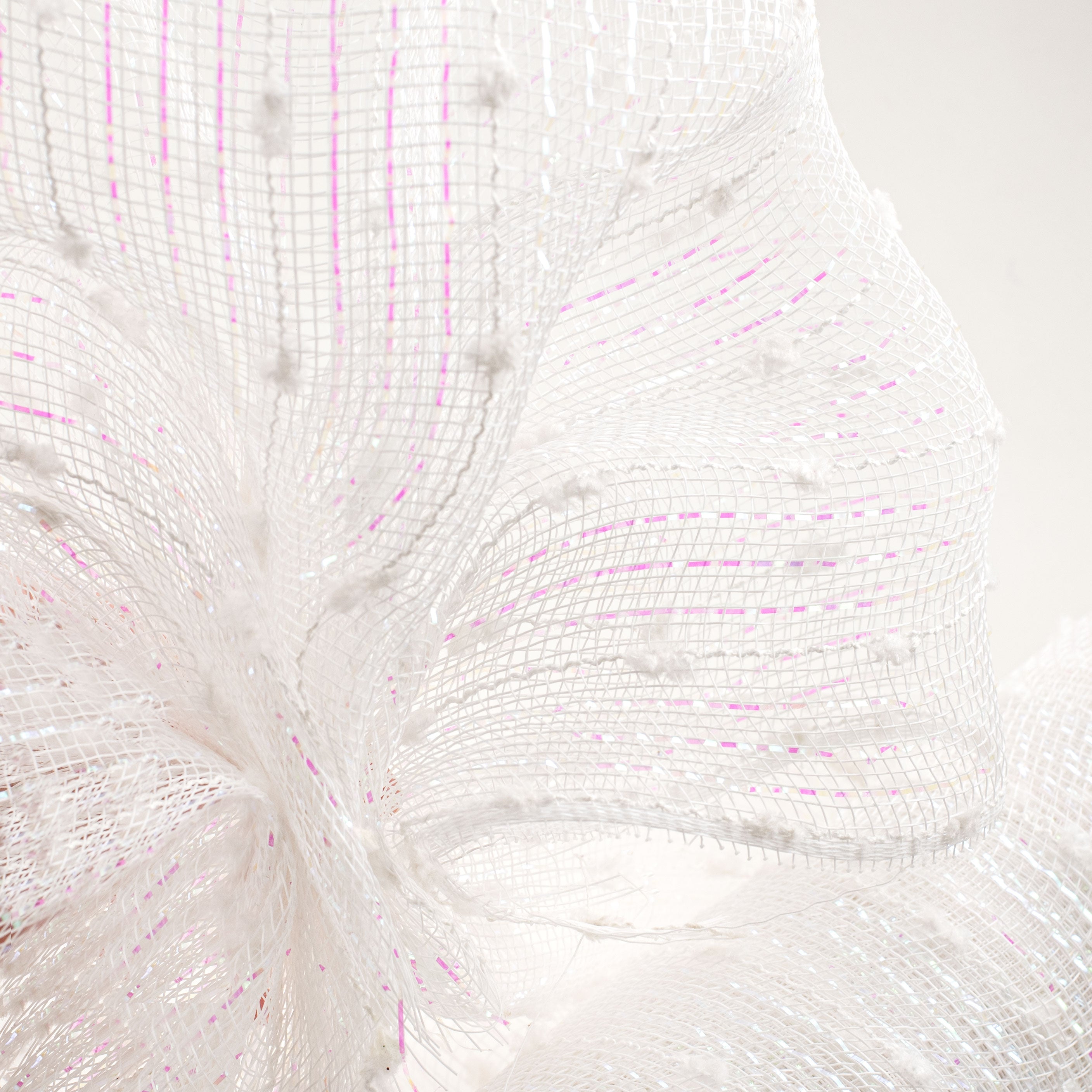 21" Metallic Snowball Deco Mesh: White Iridescent (10 Yards) Lifestyle Photo