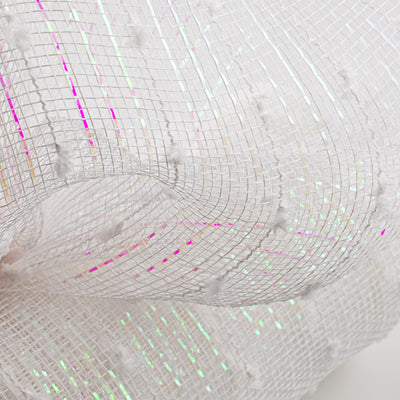 10" Metallic Snowball Deco Mesh: White Iridescent (10 Yards) Lifestyle Photo