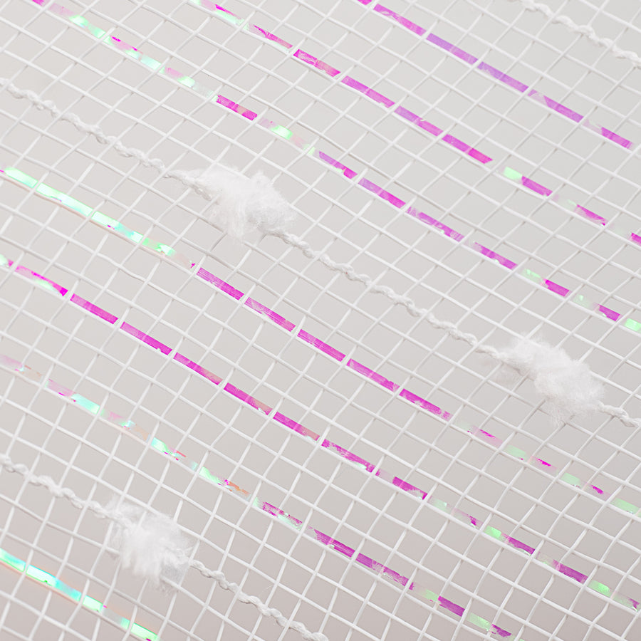 10" Metallic Snowball Deco Mesh: White Iridescent (10 Yards) detail photo 3