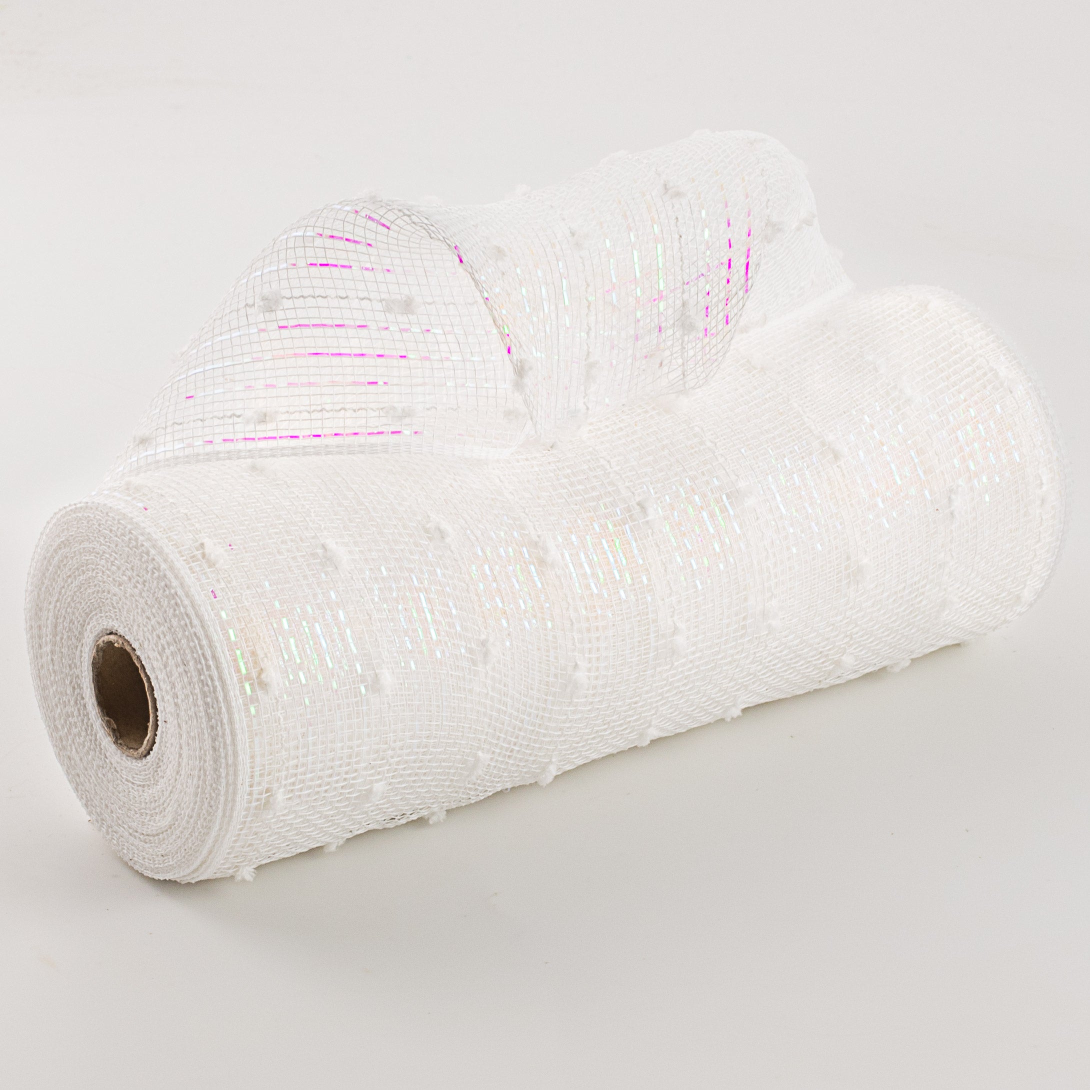 10" Metallic Snowball Deco Mesh: White Iridescent (10 Yards) Item Number: RY820050