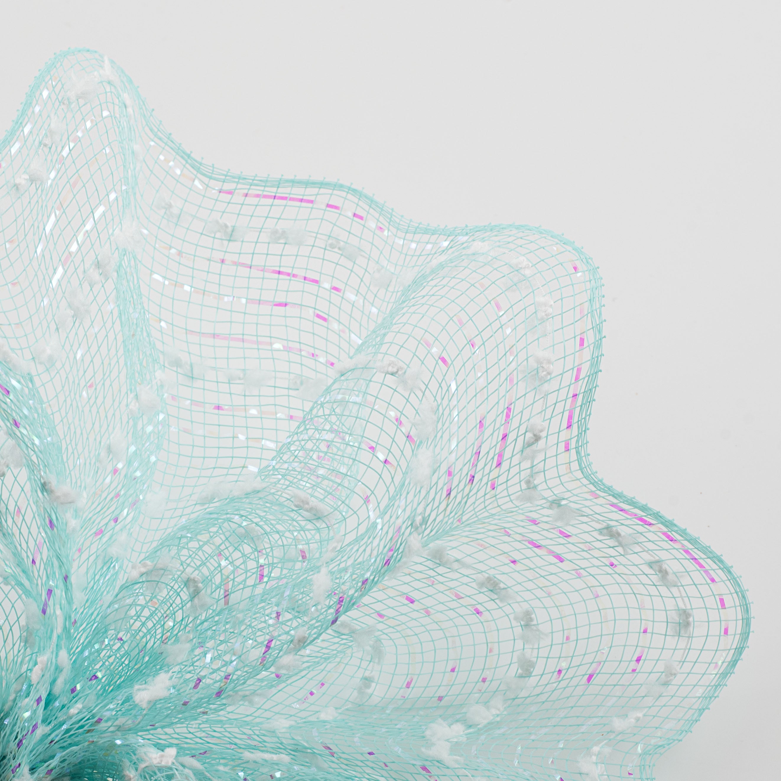 10" Metallic Snowball Mesh: Aqua Blue & Iridescent Lifestyle Photo