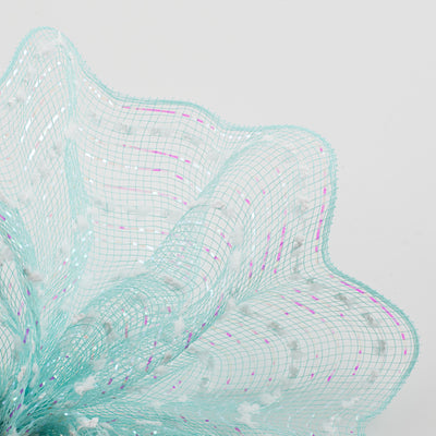 10" Metallic Snowball Mesh: Aqua Blue & Iridescent Lifestyle Photo