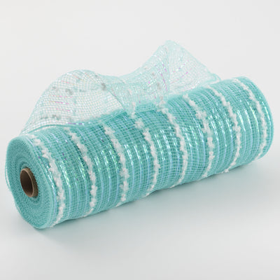 10" Metallic Snowball Mesh: Aqua Blue & Iridescent Item Number: XB107210-45