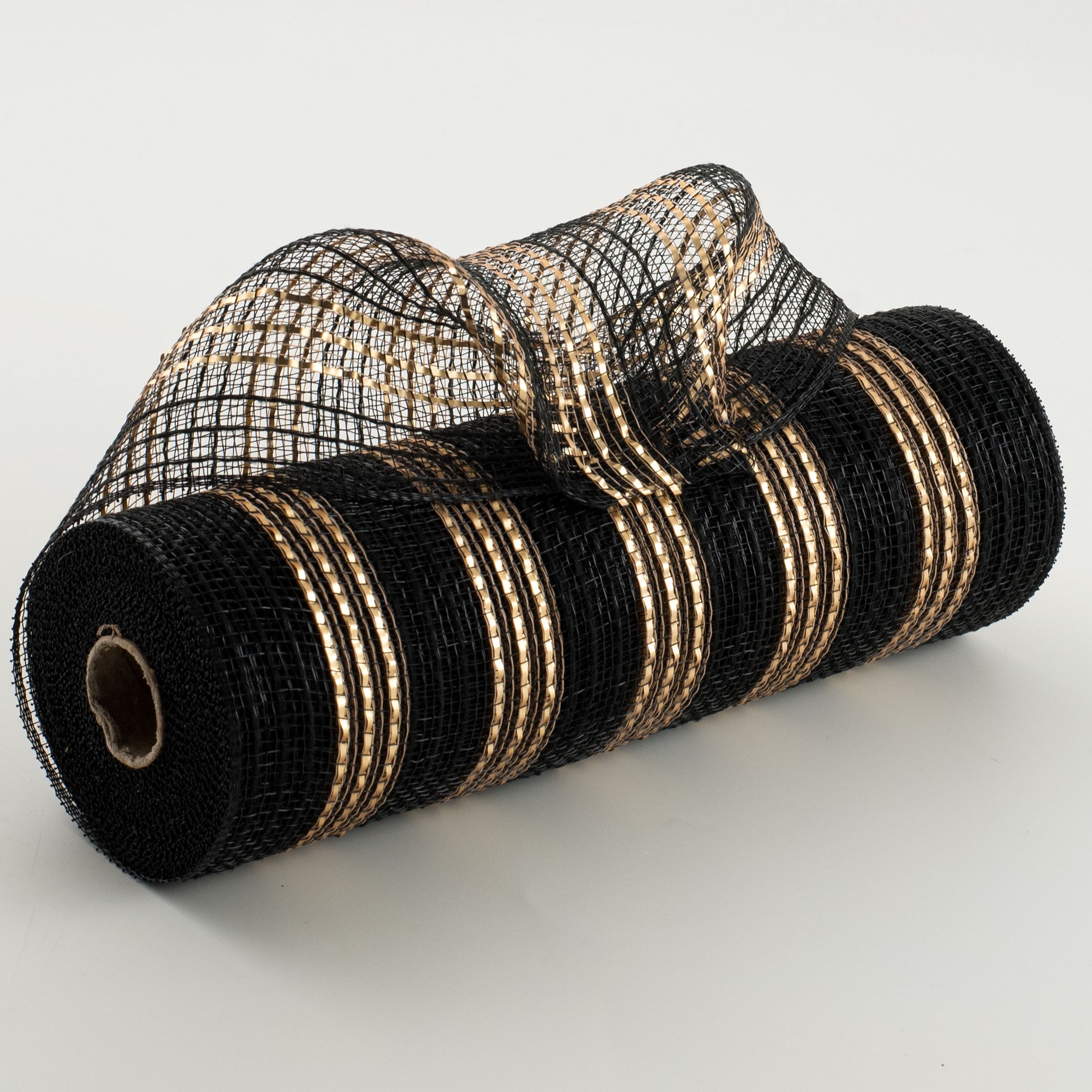 10" Metallic Stripe Fabric Mesh: Black & Gold Item Number: RY8328F8