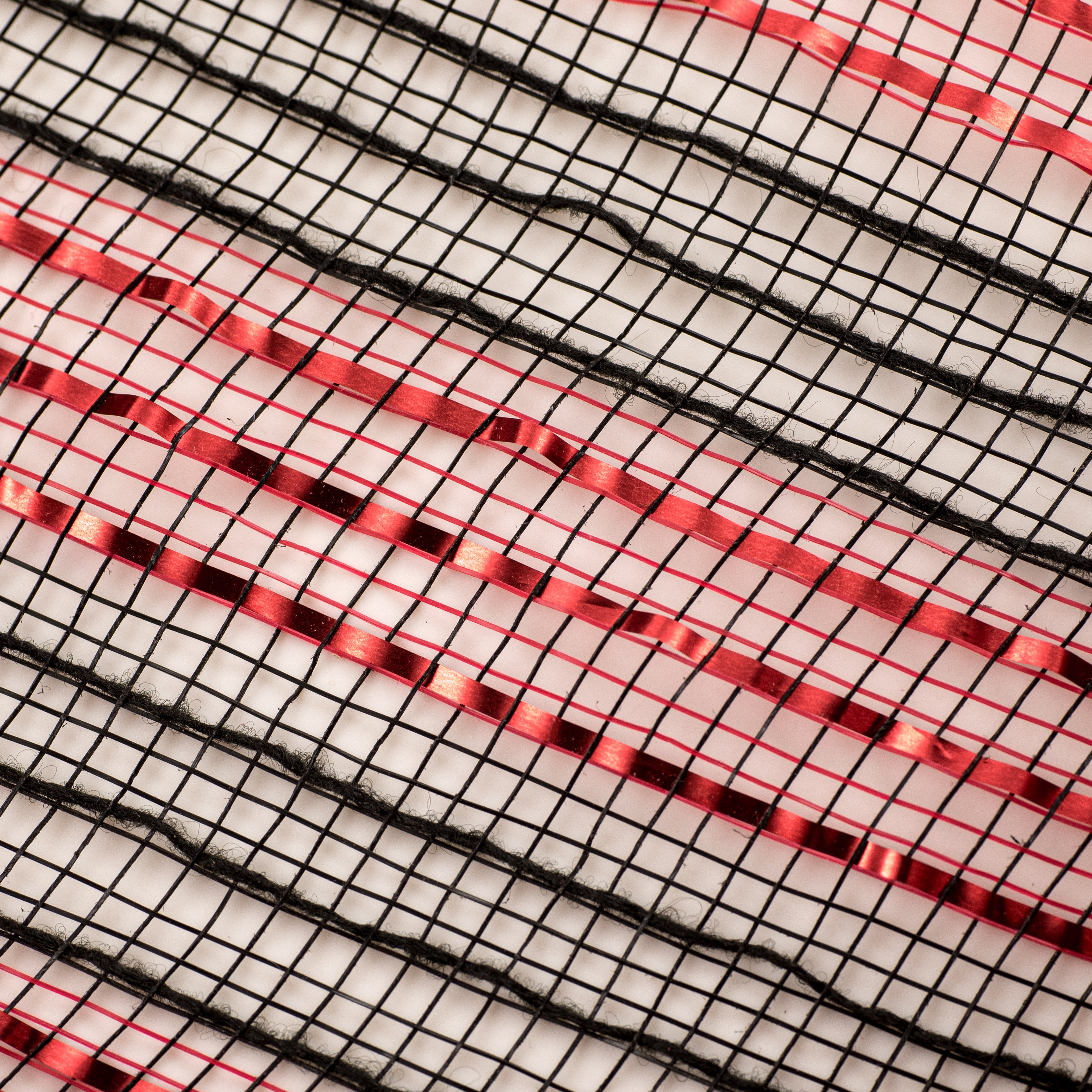 10" Metallic Stripe Fabric Mesh: Black & Red detail photo 3