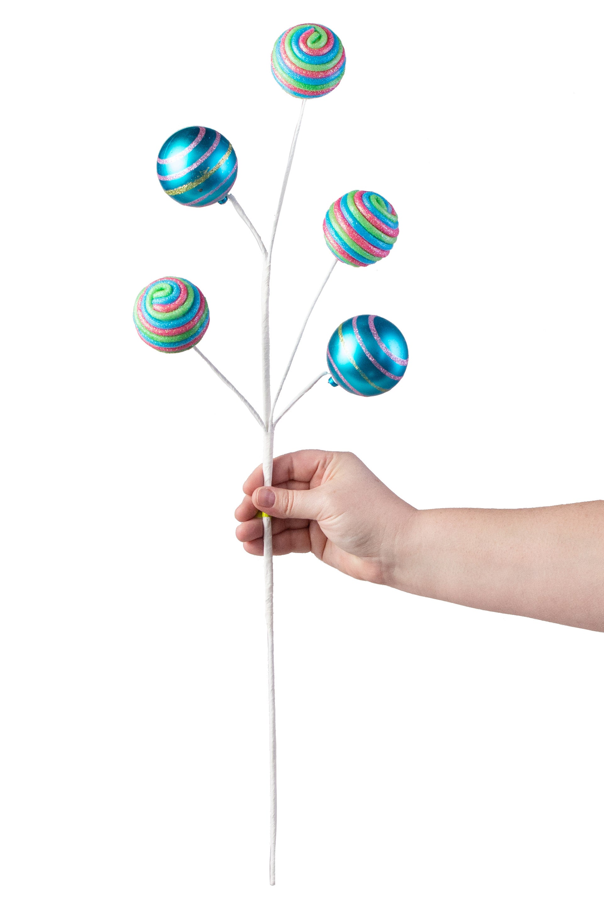 25" Metallic Stripe Glitter Ball Spray: Blue & Green detail photo 3