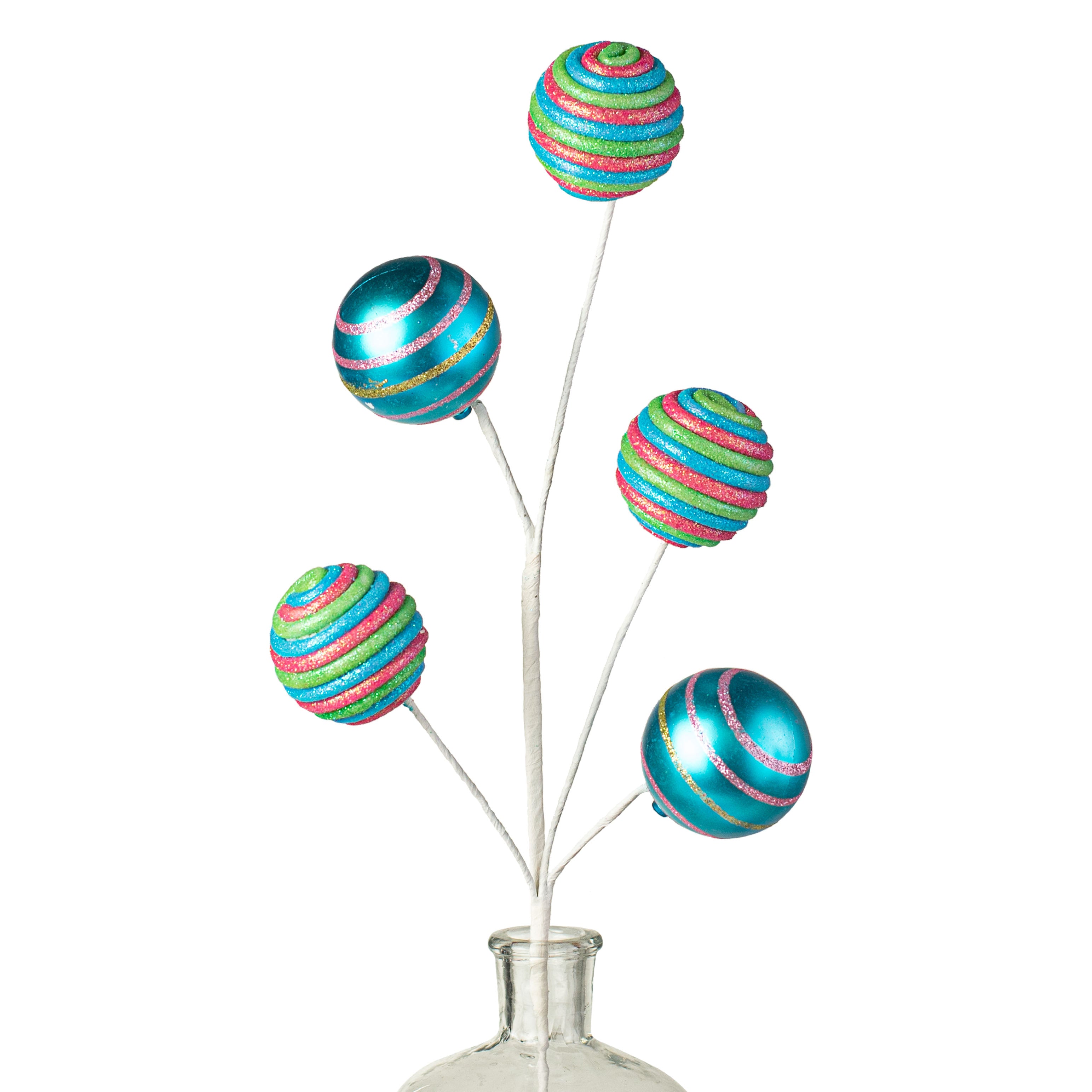 25" Metallic Stripe Glitter Ball Spray: Blue & Green Item Number: 85463BLGN