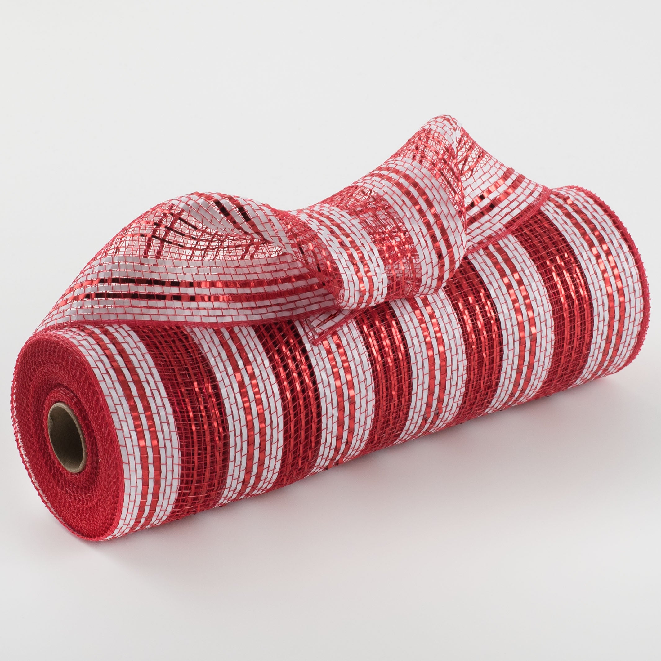 10" Metallic Double Stripe Mesh: Red & White Item Number: XB107010-12