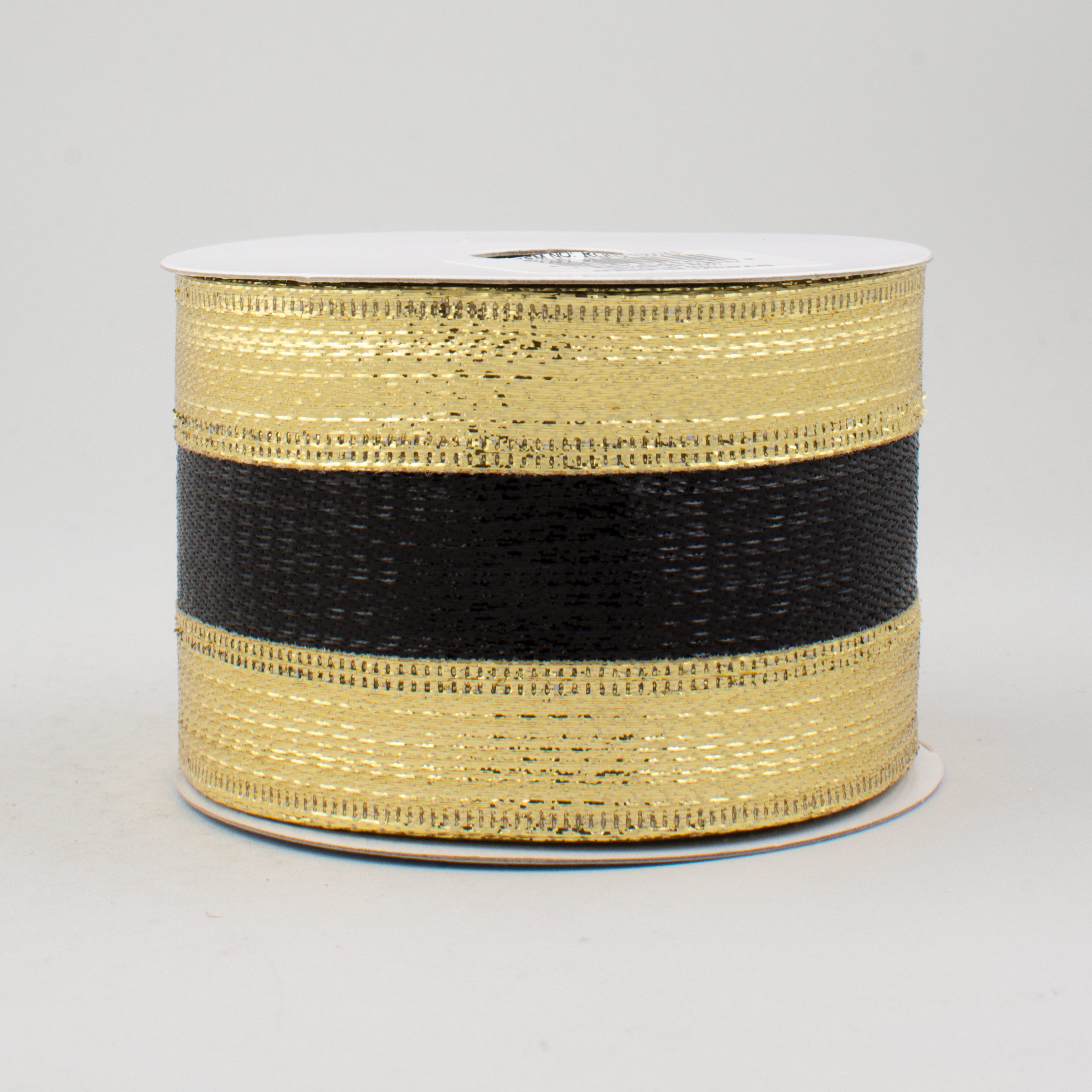 2.5" Metallic Stripe Ribbon: Black & Gold (10 Yards)
